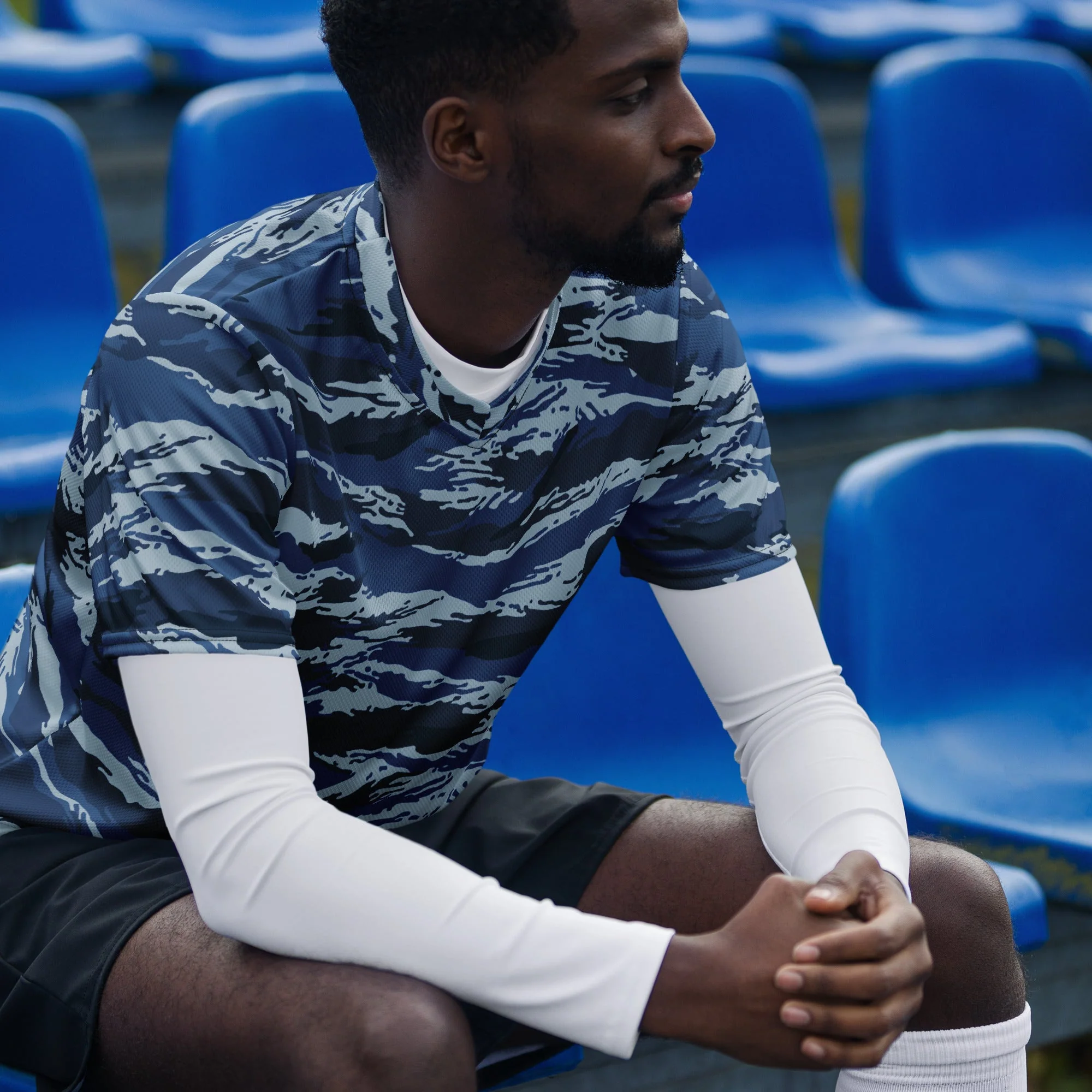 Russian Tiger Stripe Kamysh Blue CAMO Unisex Sports Jersey - Image 6
