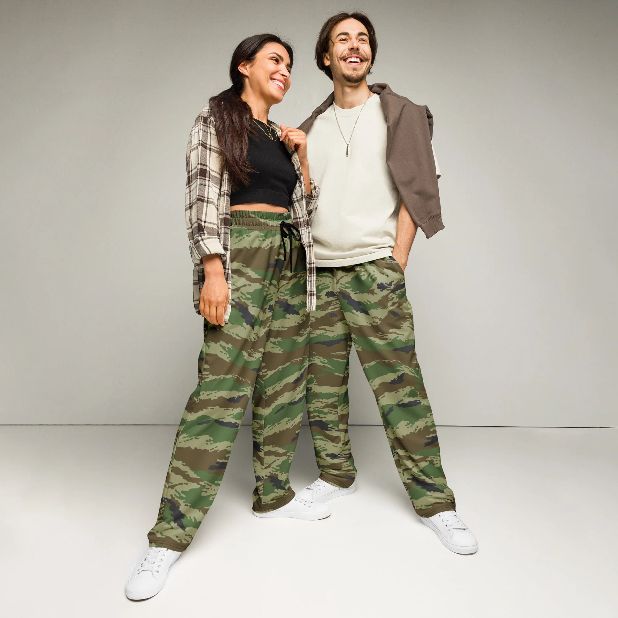 Russian Tiger Stripe Kamysh REX CAMO Unisex Wide-Leg Joggers