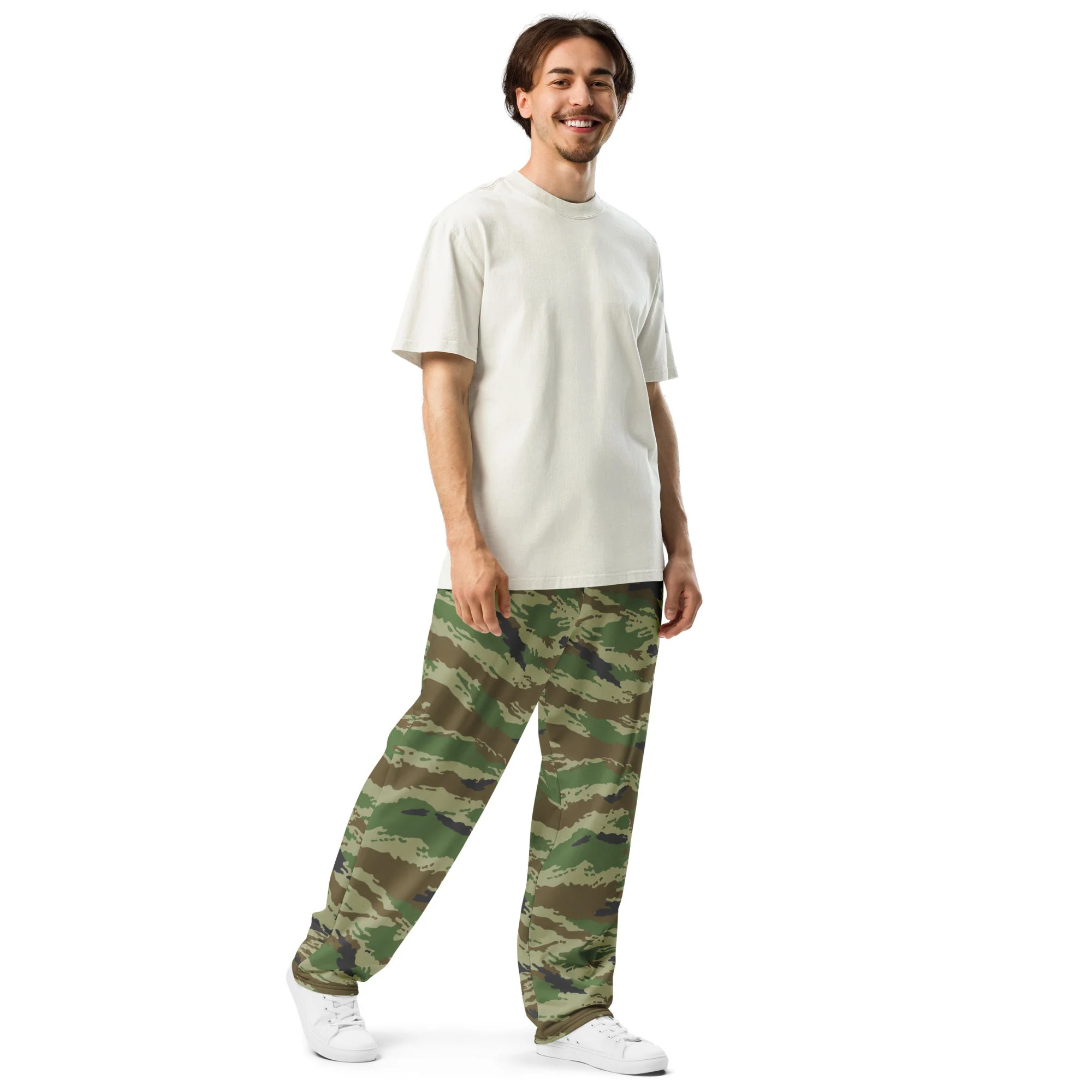 Russian Tiger Stripe Kamysh REX CAMO Unisex Wide-Leg Joggers - Image 2