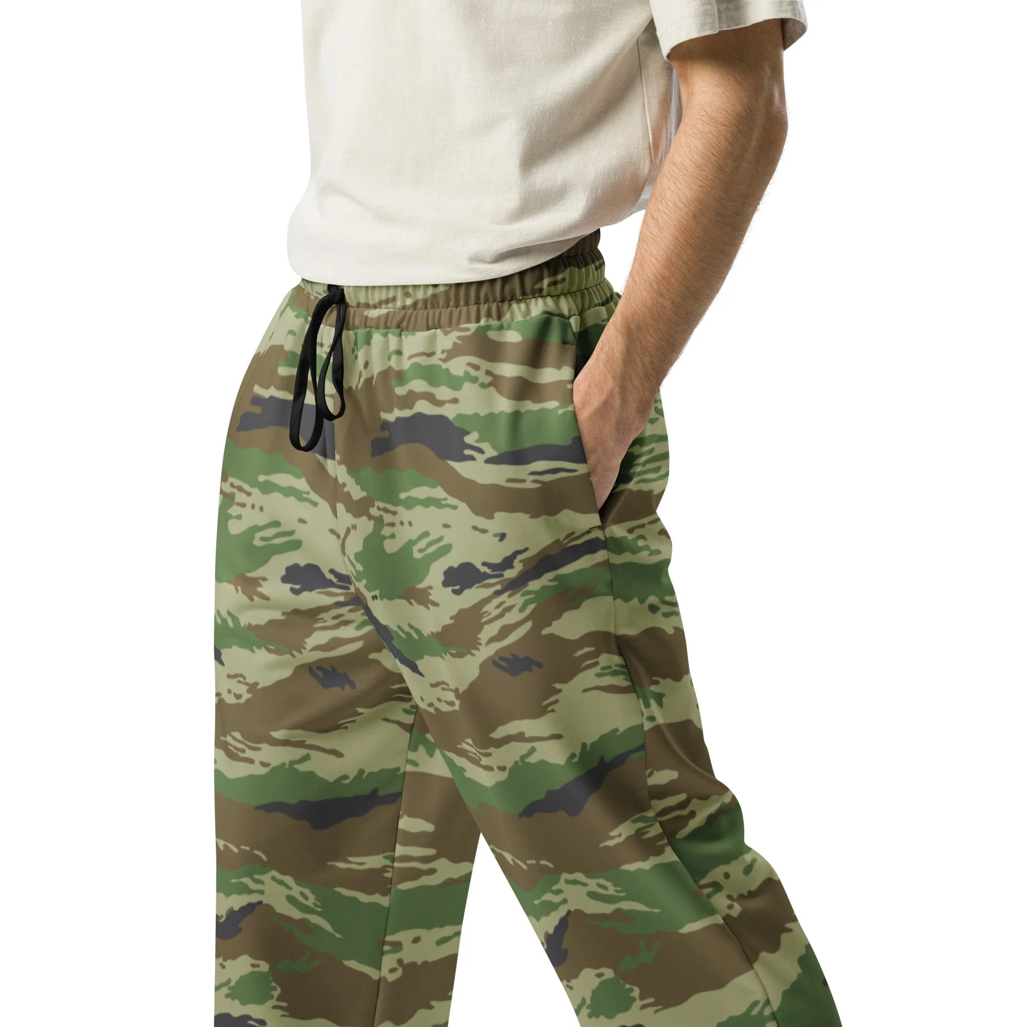 Russian Tiger Stripe Kamysh REX CAMO Unisex Wide-Leg Joggers - Image 4