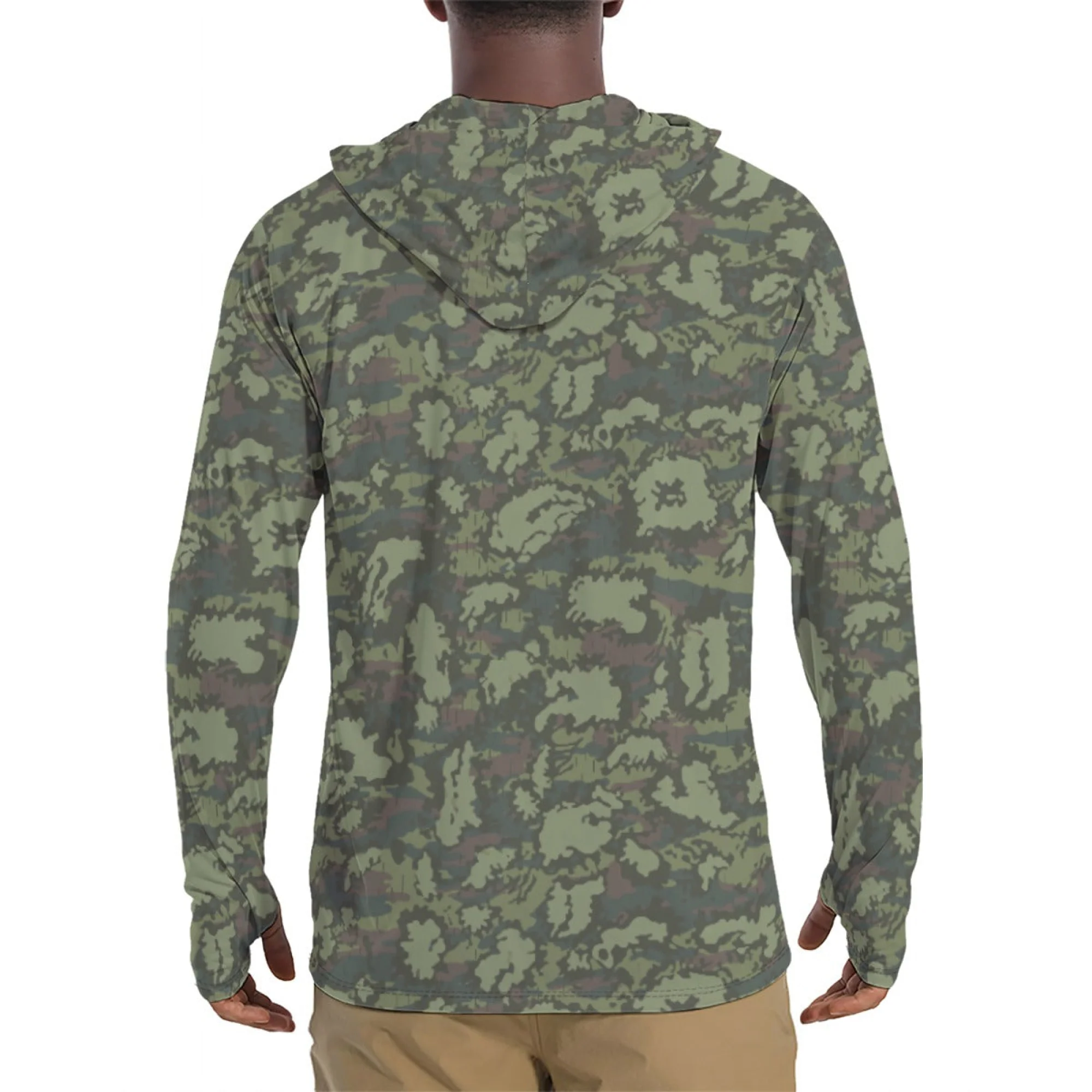 Russian KLMK Red Dawn Flora CAMO Mens Sunscreen Sports Hoodie With Thumb Holes - Image 2