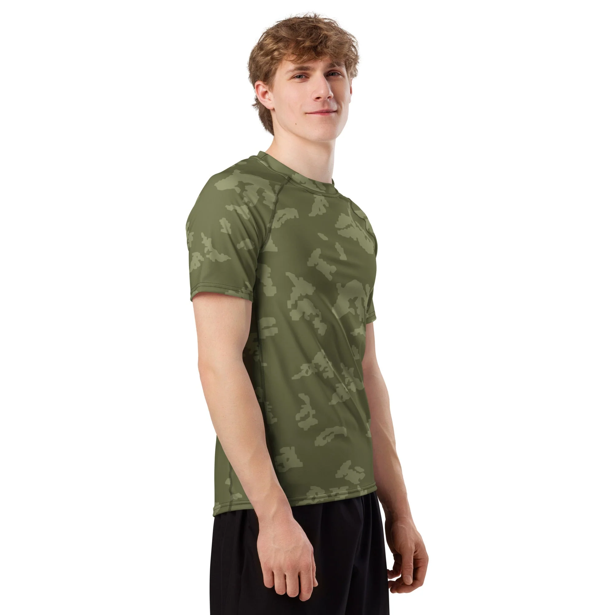 Russian KLMK Sunray Olive Drab CAMO Mens Short-Sleeve Rash Guard - Image 2