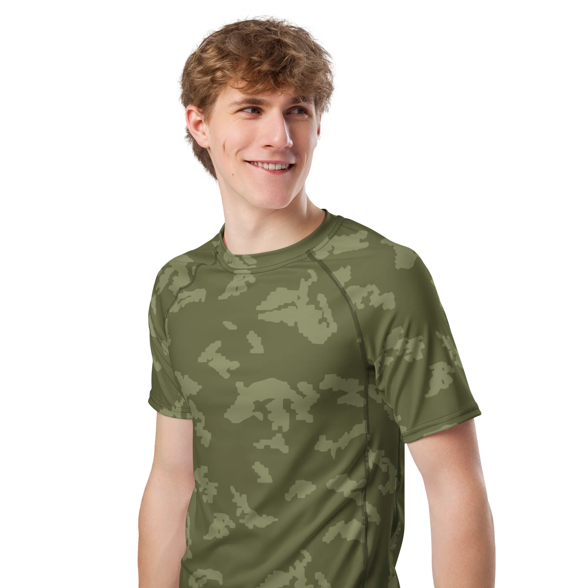 Russian KLMK Sunray Olive Drab CAMO Mens Short-Sleeve Rash Guard - Image 3