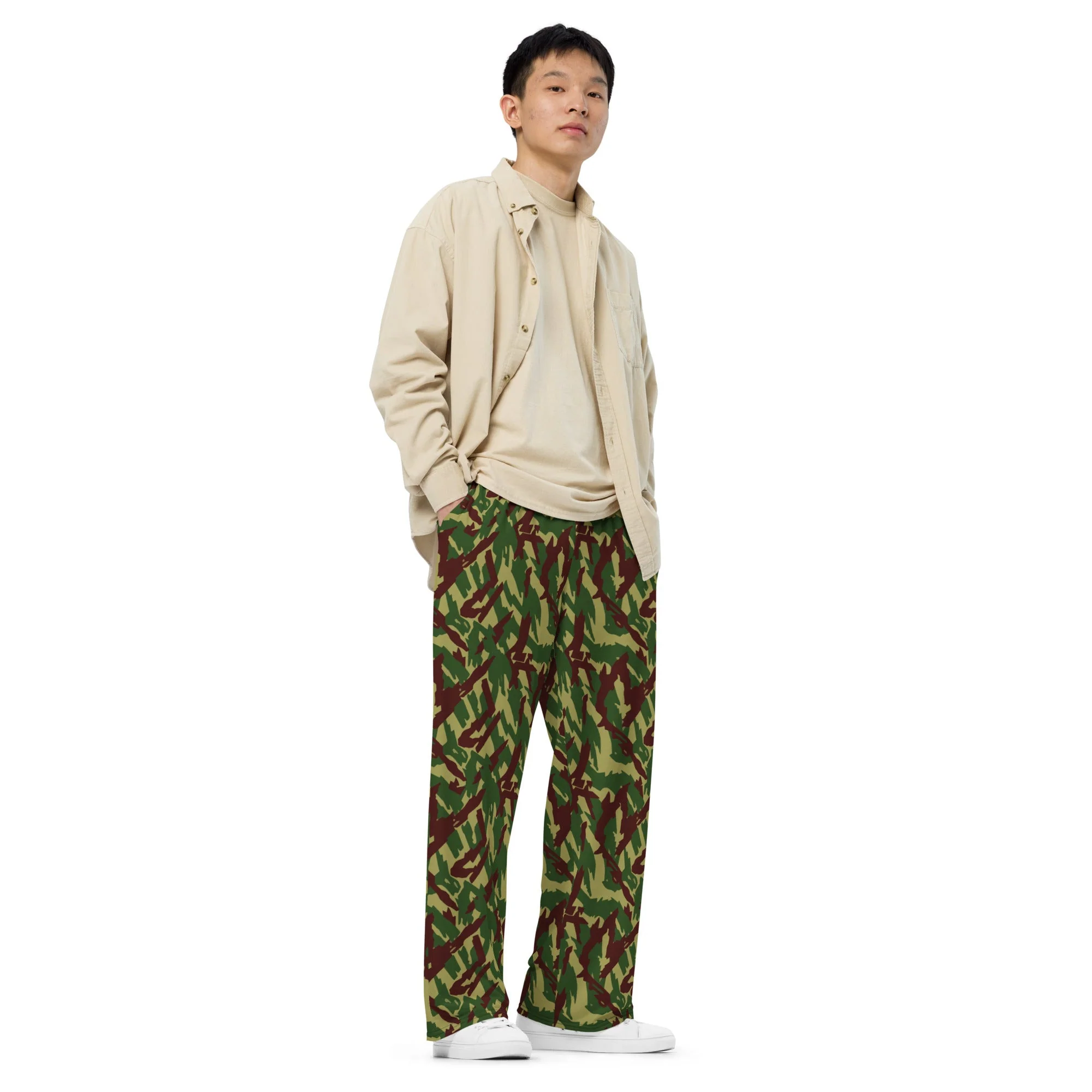 Russian Podlesok Woodland CAMO Unisex Wide-Leg Leisure Pants - Image 4