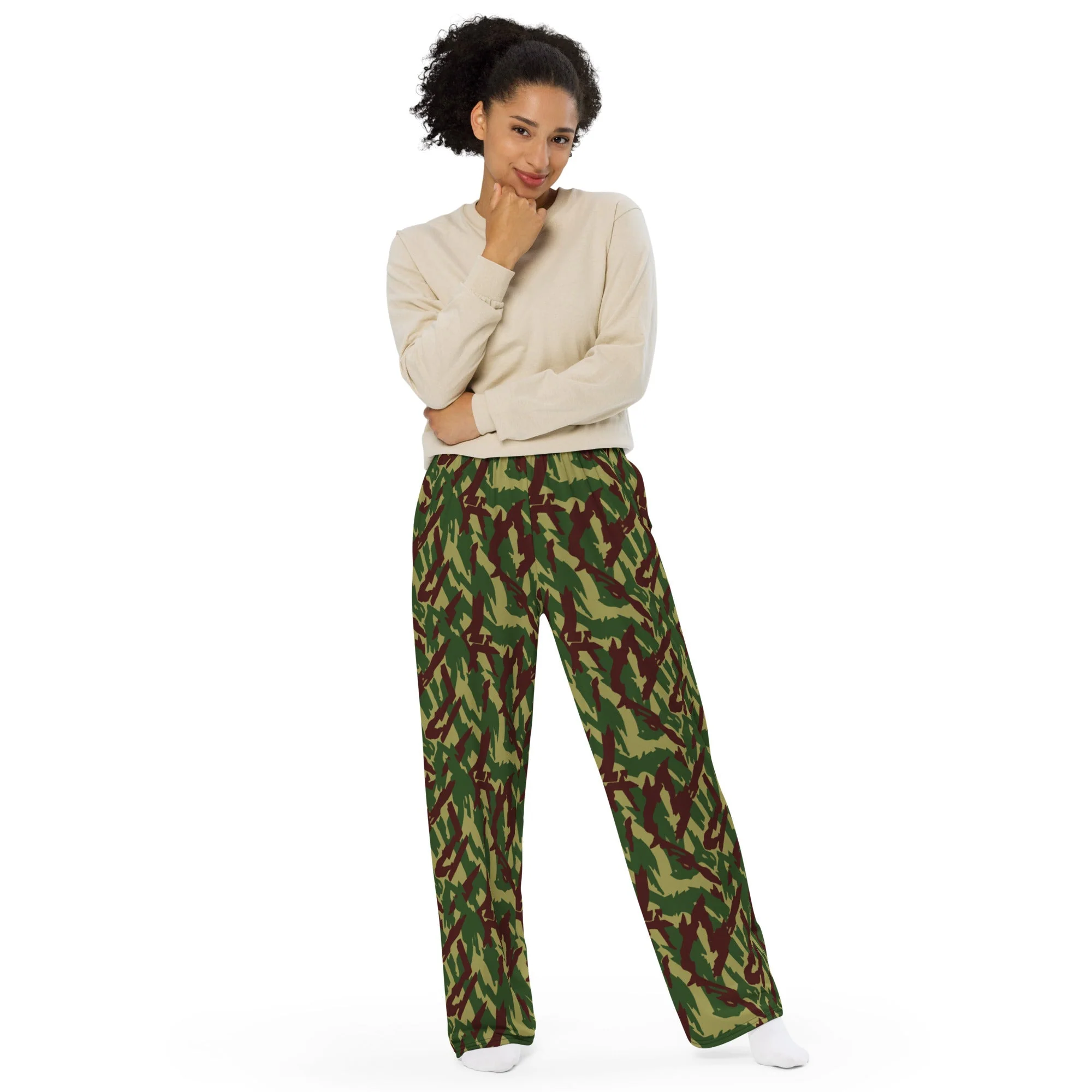 Russian Podlesok Woodland CAMO Unisex Wide-Leg Leisure Pants - Image 5