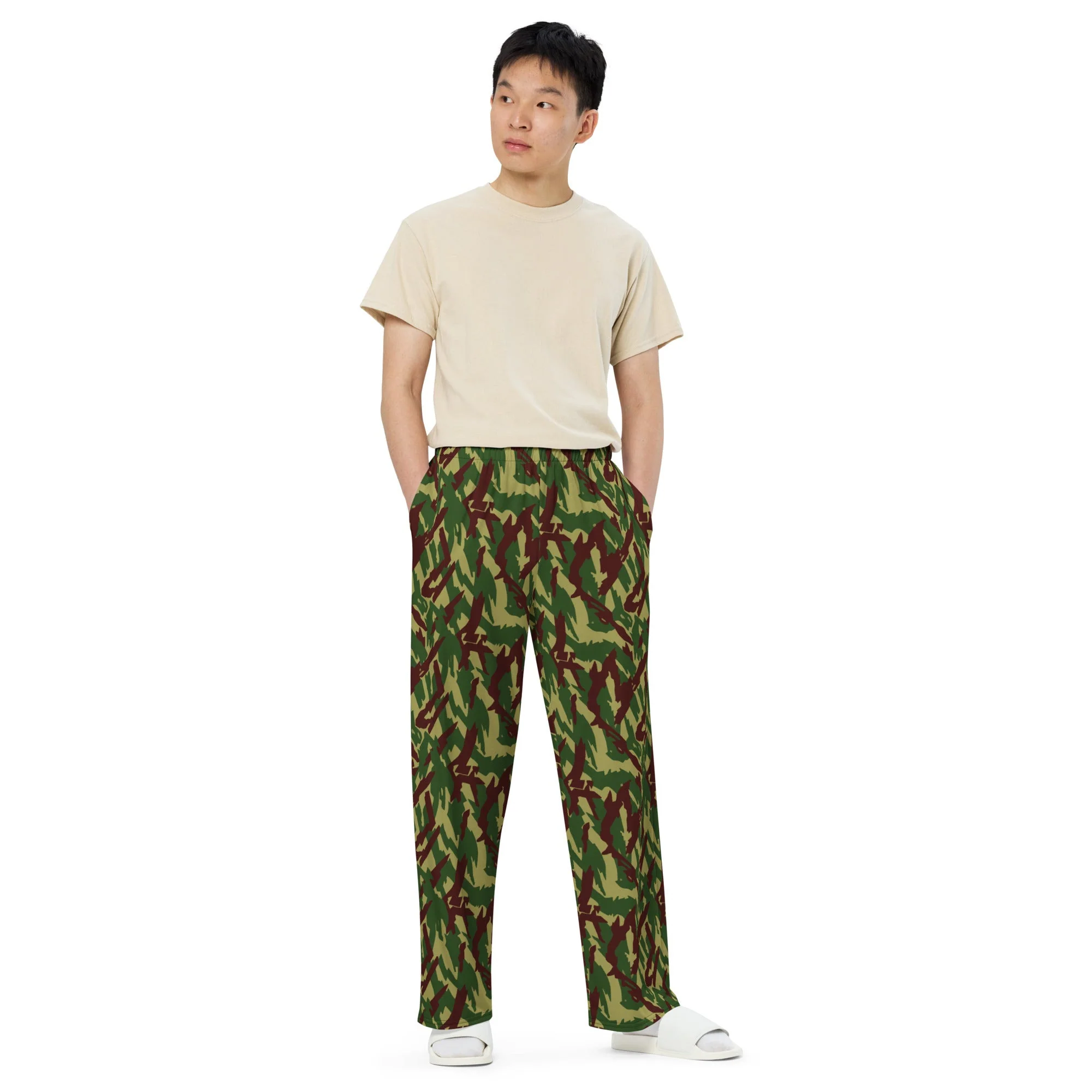 Russian Podlesok Woodland CAMO Unisex Wide-Leg Leisure Pants - Image 8