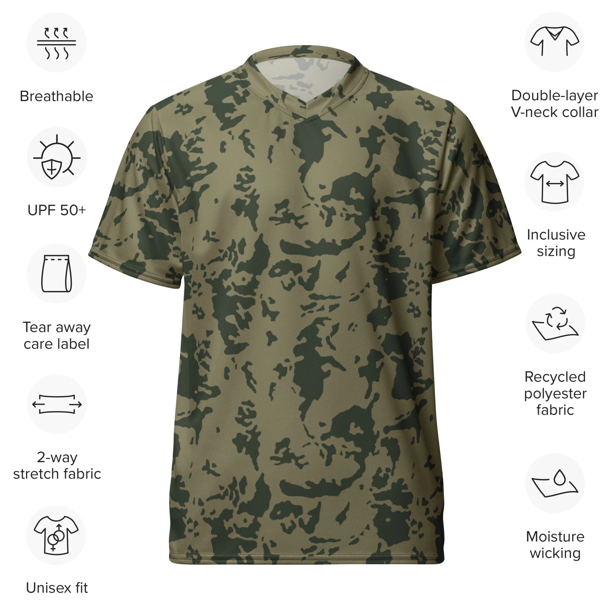 Russian Bicolor Woodland CAMO Unisex Sports Jersey - Image 2