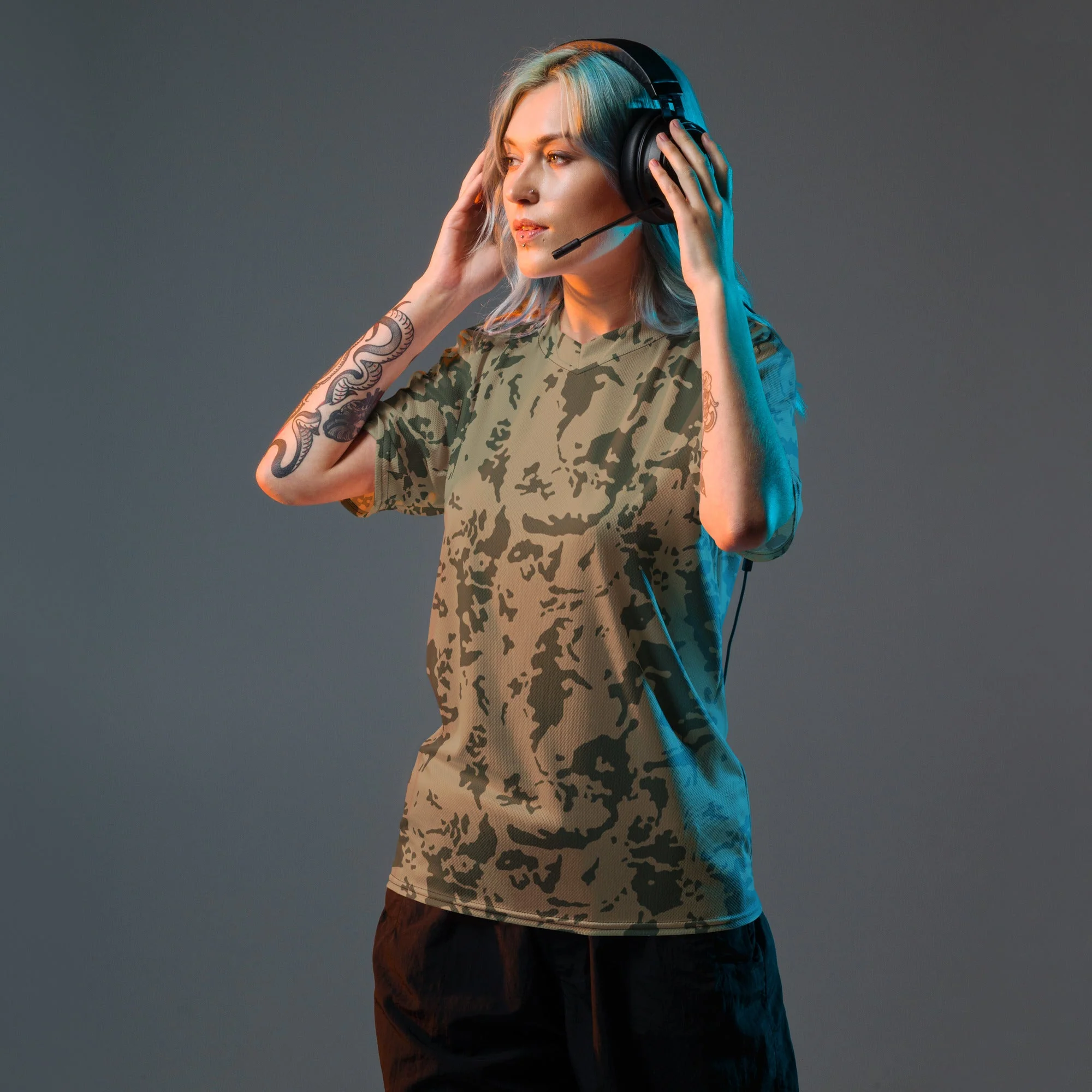 Russian Bicolor Woodland CAMO Unisex Sports Jersey - Image 6