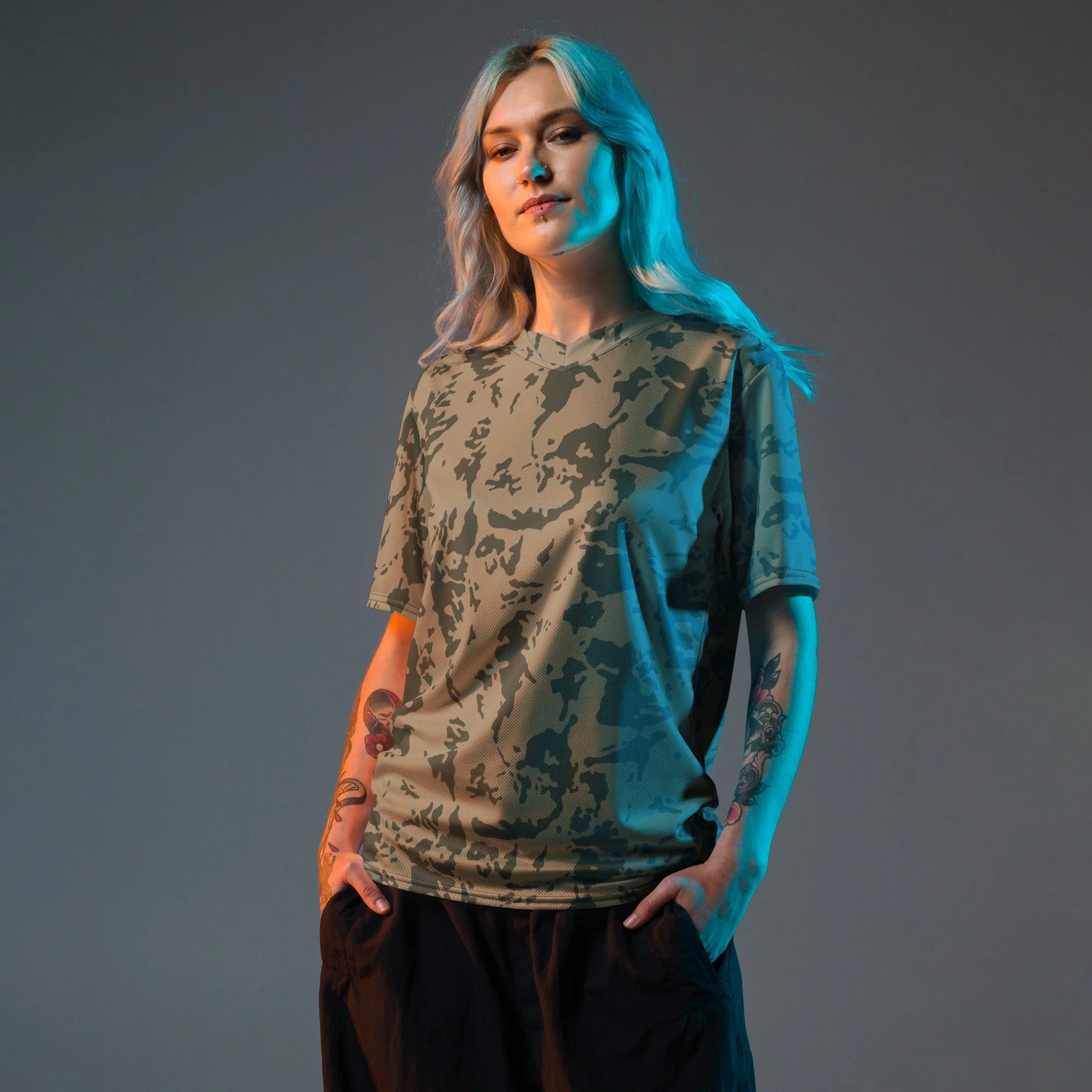 Russian Bicolor Woodland CAMO Unisex Sports Jersey - Image 8