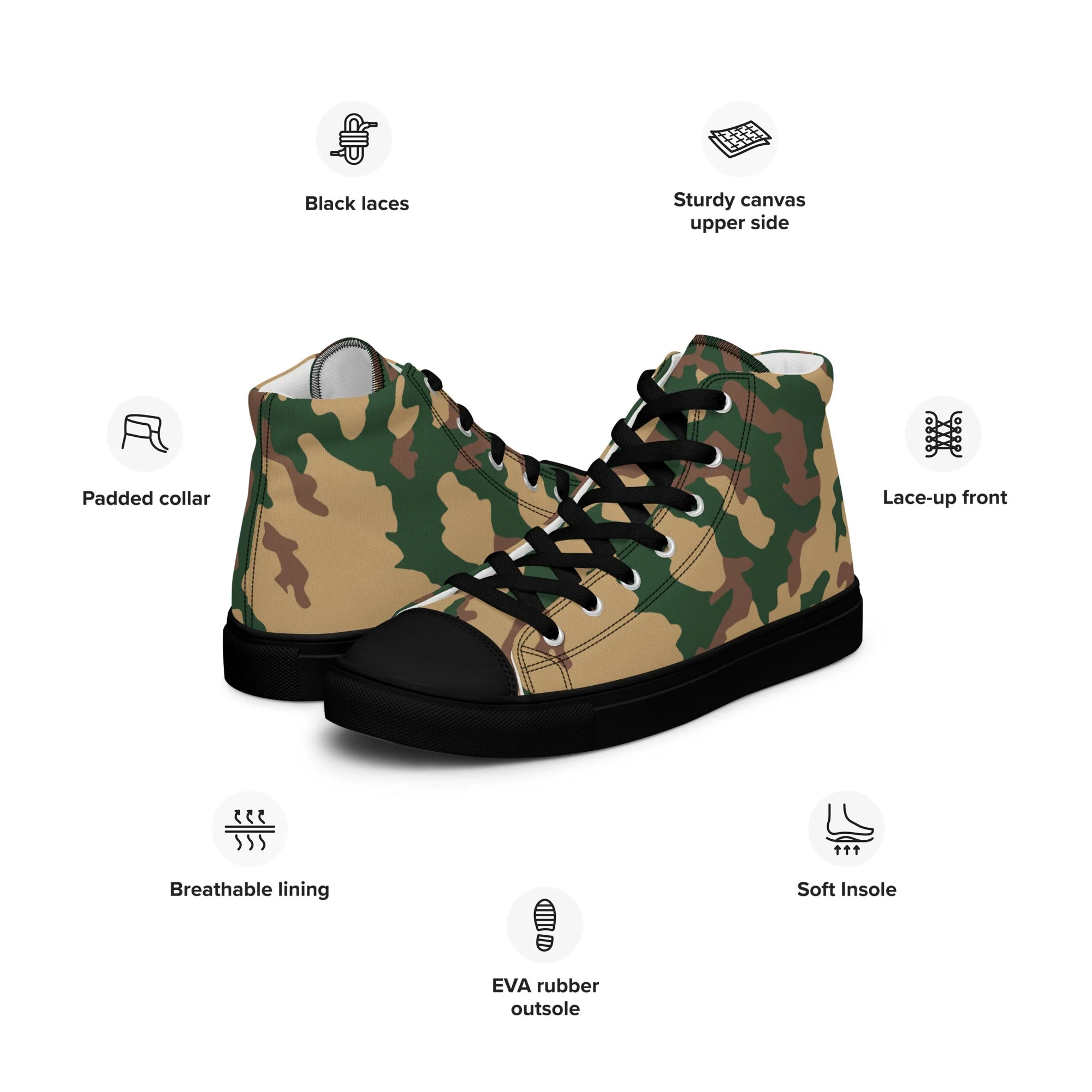 Russian Barvikha Desert CAMO Mens High-Top Canvas Shoes - Image 2