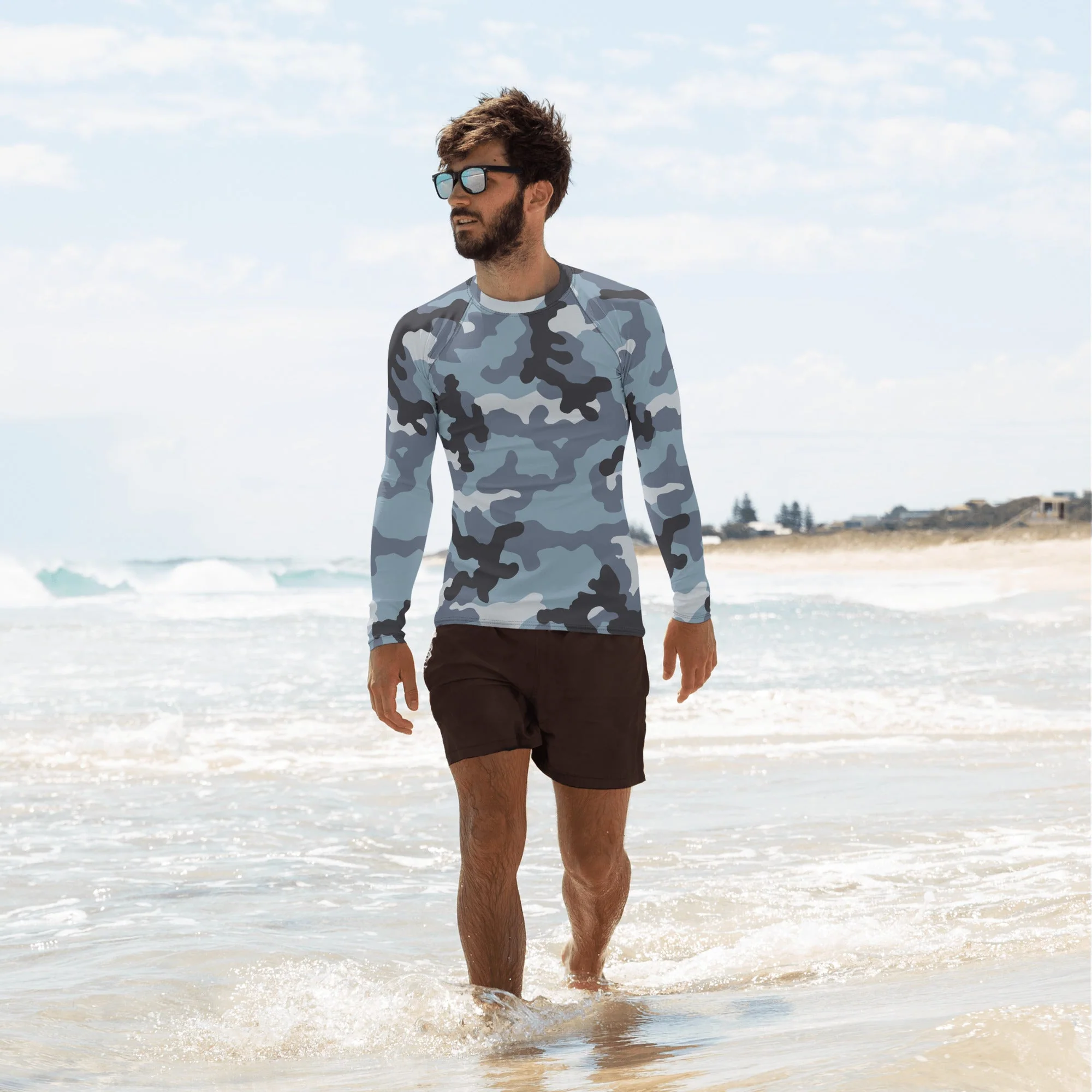 Russian KKO Urban Blue CAMO Mens Long-Sleeve Rash Guard