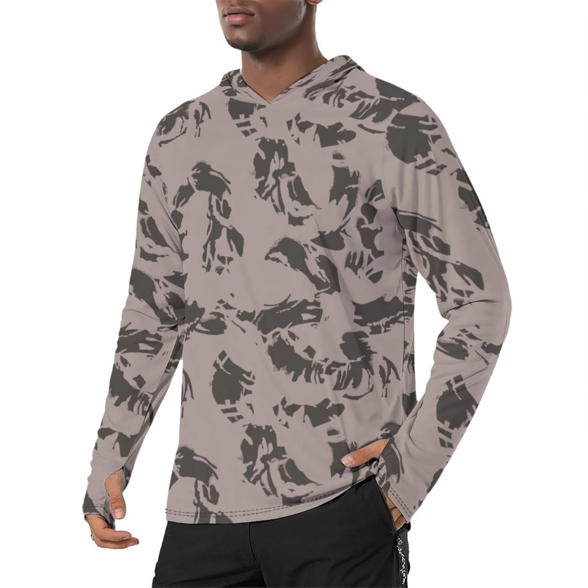 SADF DPM Special Police CAMO Mens Sunscreen Sports Hoodie With Thumb Holes
