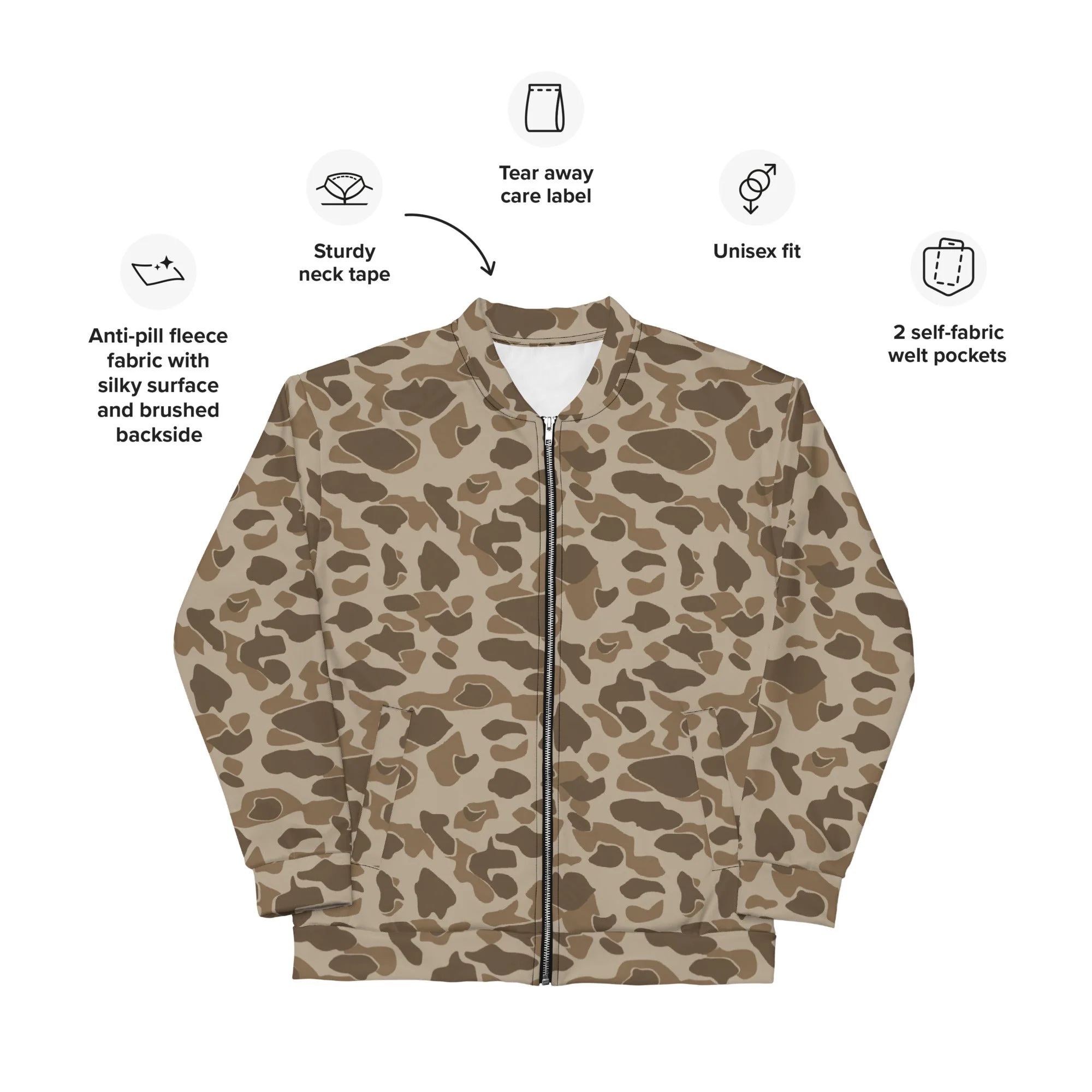 American Frog Skin Sandbeach CAMO Unisex Bomber Jacket - Image 9