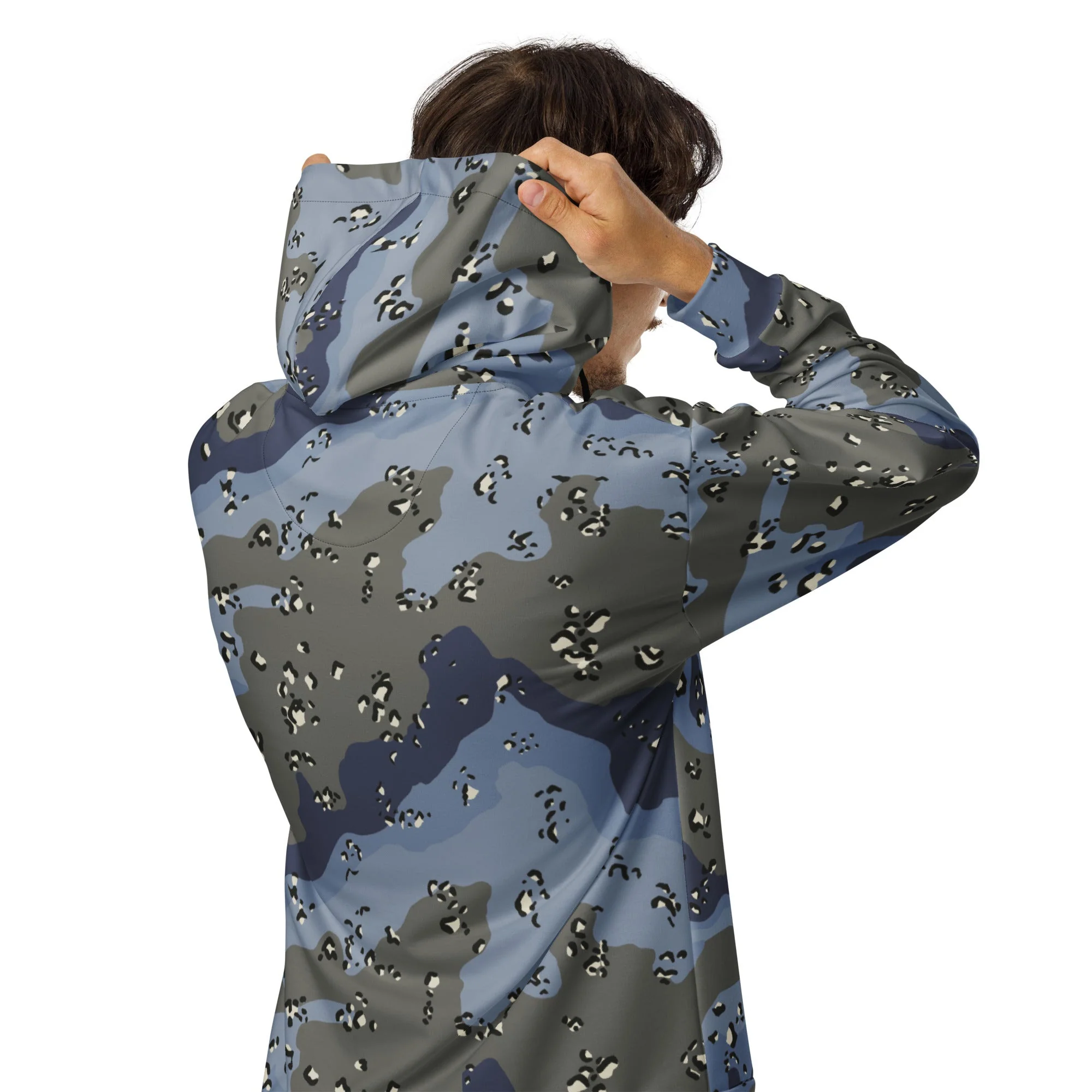 Saudi Arabian Chocolate Chip Desert Urban Blue CAMO Unisex Zip Hoodie - Image 11