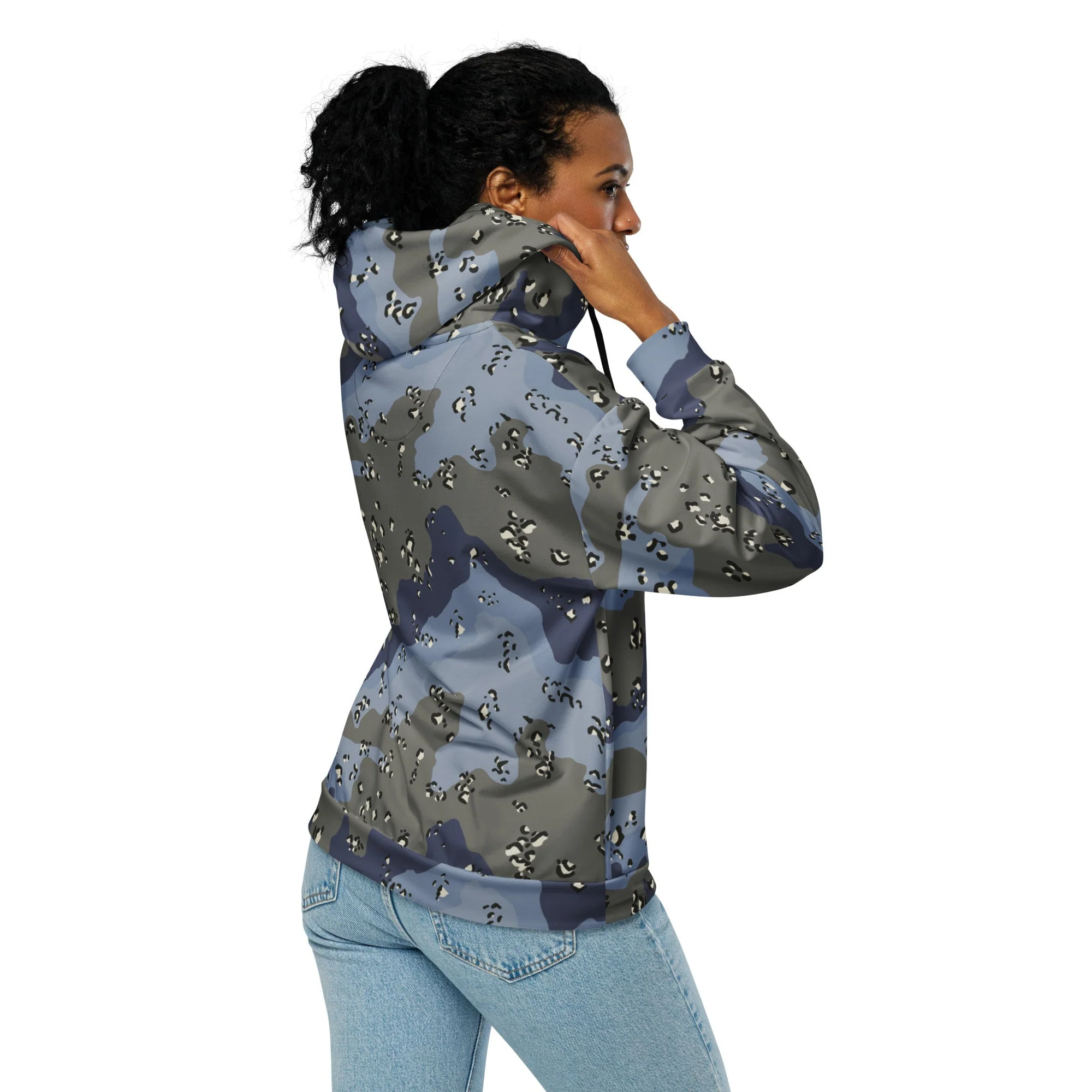 Saudi Arabian Chocolate Chip Desert Urban Blue CAMO Unisex Zip Hoodie - Image 12