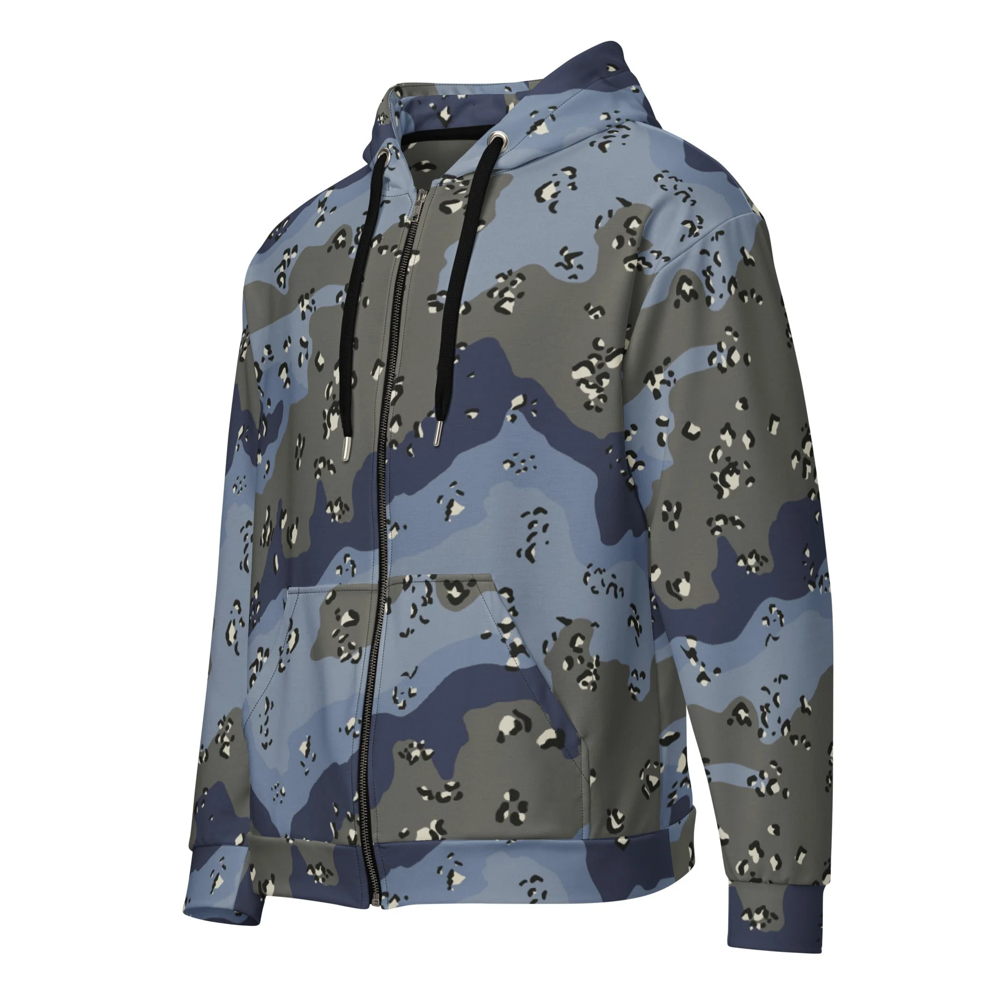 Saudi Arabian Chocolate Chip Desert Urban Blue CAMO Unisex Zip Hoodie - Image 2