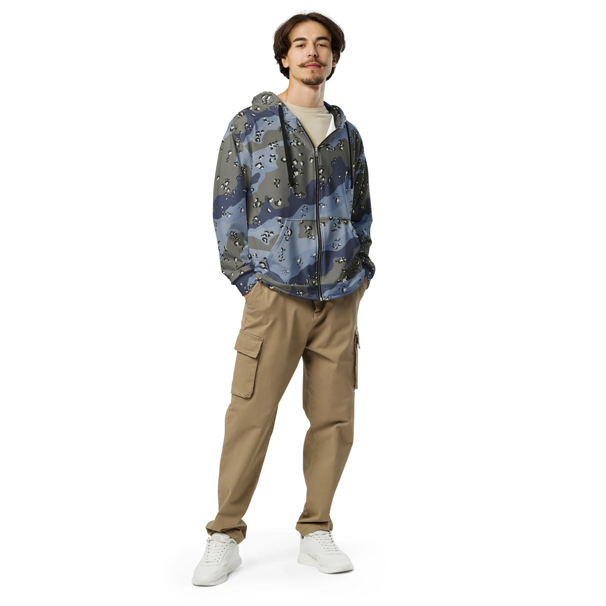 Saudi Arabian Chocolate Chip Desert Urban Blue CAMO Unisex Zip Hoodie - Image 7