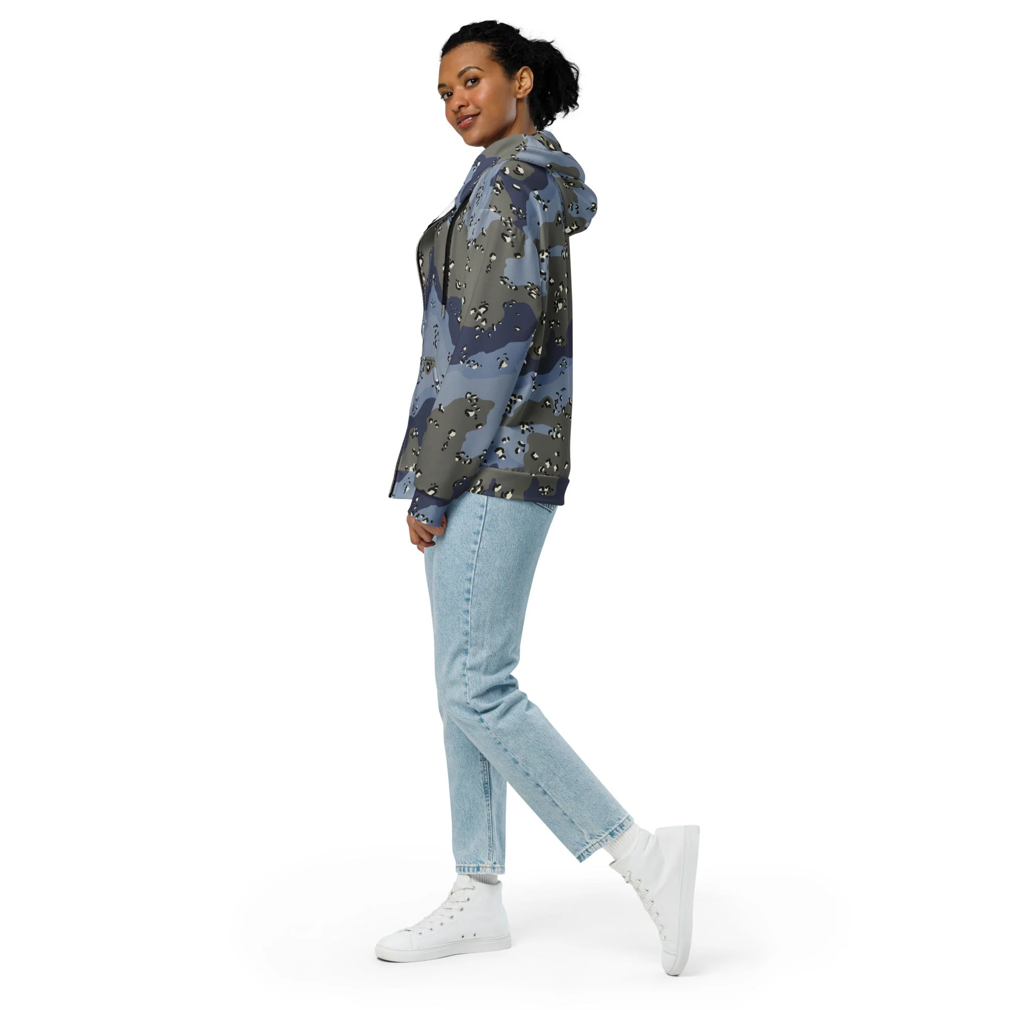 Saudi Arabian Chocolate Chip Desert Urban Blue CAMO Unisex Zip Hoodie - Image 9