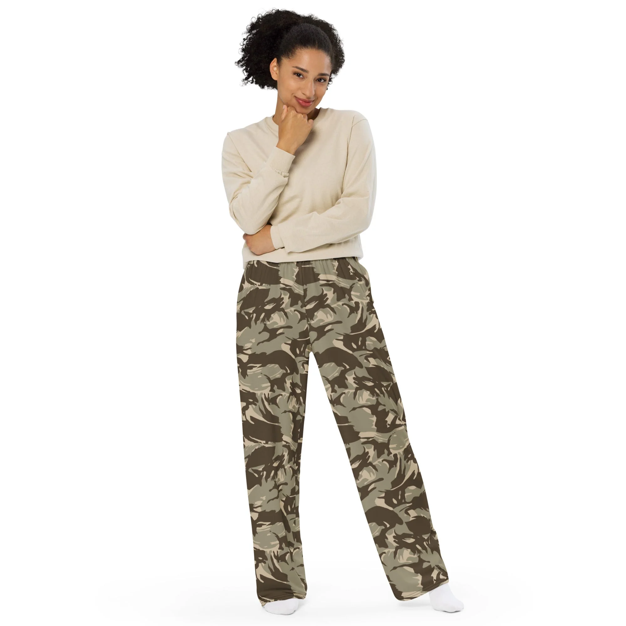 Saudi Arabian DPM Desert CAMO Unisex Wide-Leg Leisure Pants - Image 5