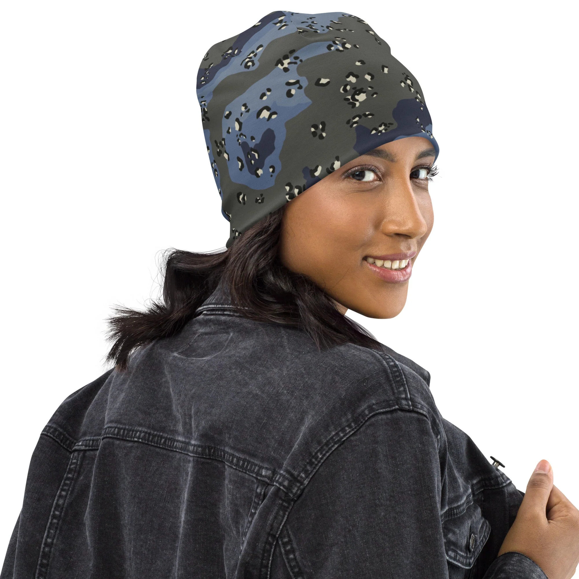 Saudi Arabian Chocolate Chip Desert Urban Blue CAMO Beanie - Image 2