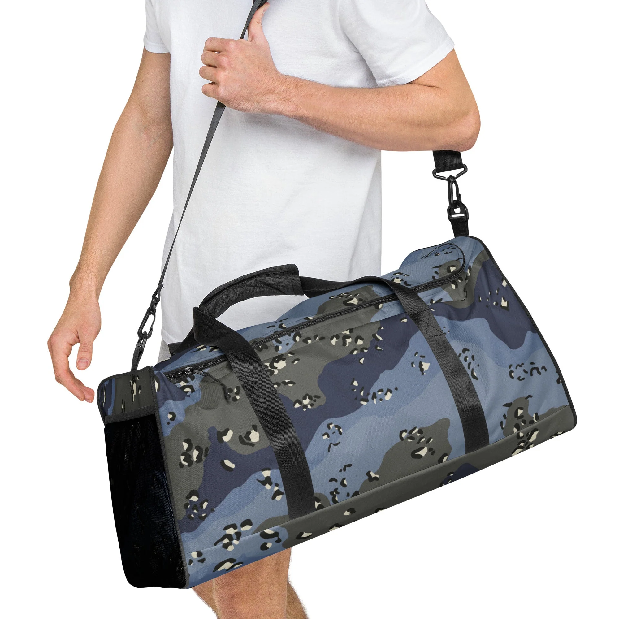 Saudi Arabian Chocolate Chip Desert Urban Blue CAMO Duffle Bag