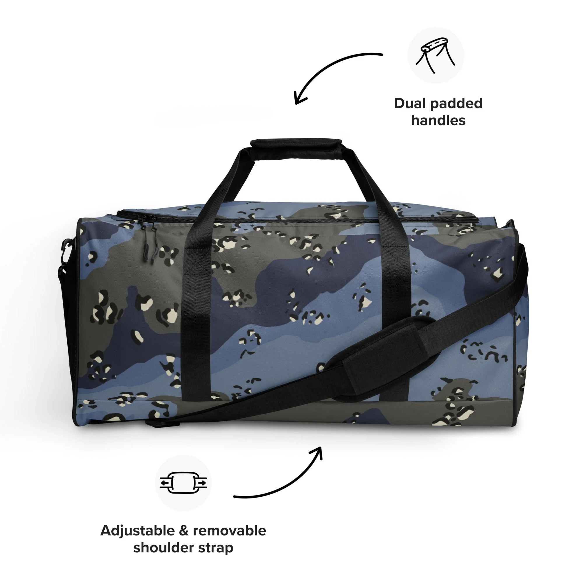 Saudi Arabian Chocolate Chip Desert Urban Blue CAMO Duffle Bag - Image 3