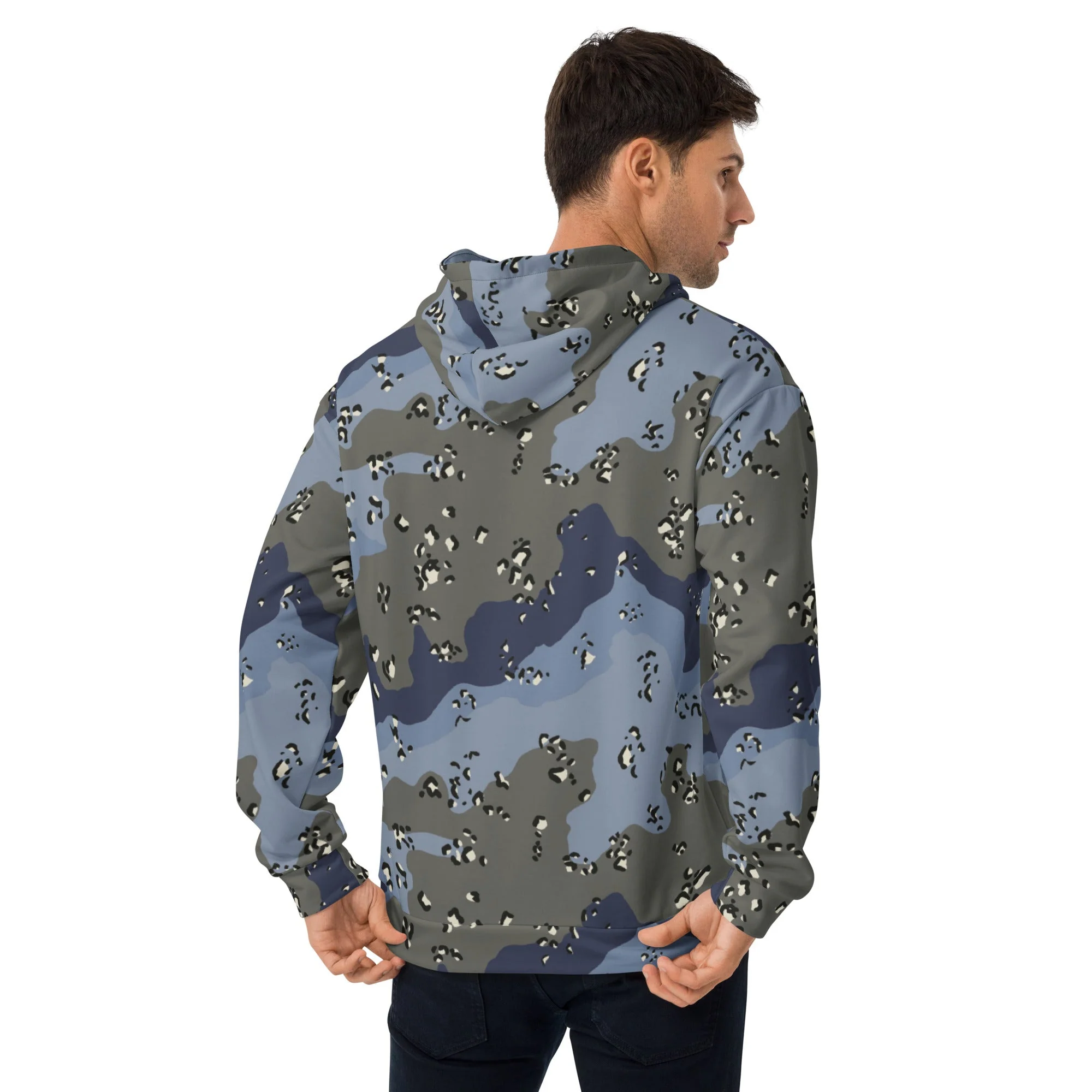Saudi Arabian Chocolate Chip Desert Urban Blue CAMO Unisex Hoodie - Image 6
