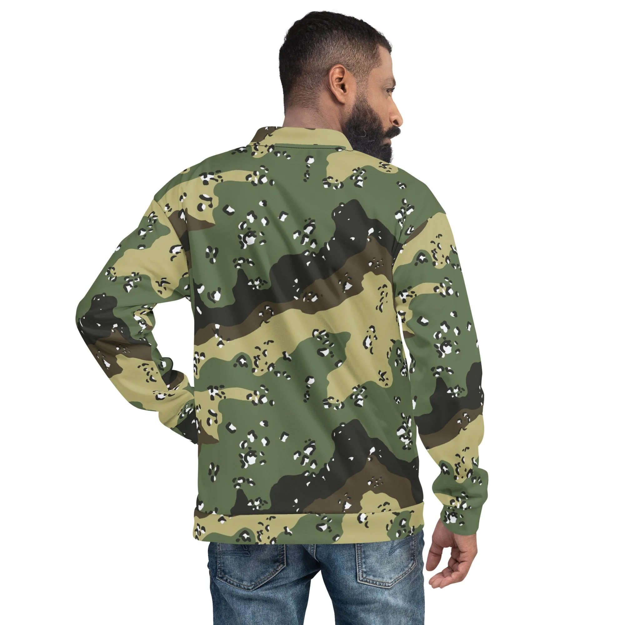 Saudi Arabian Chocolate Chip Marsh CAMO Unisex Bomber Jacket - Image 2
