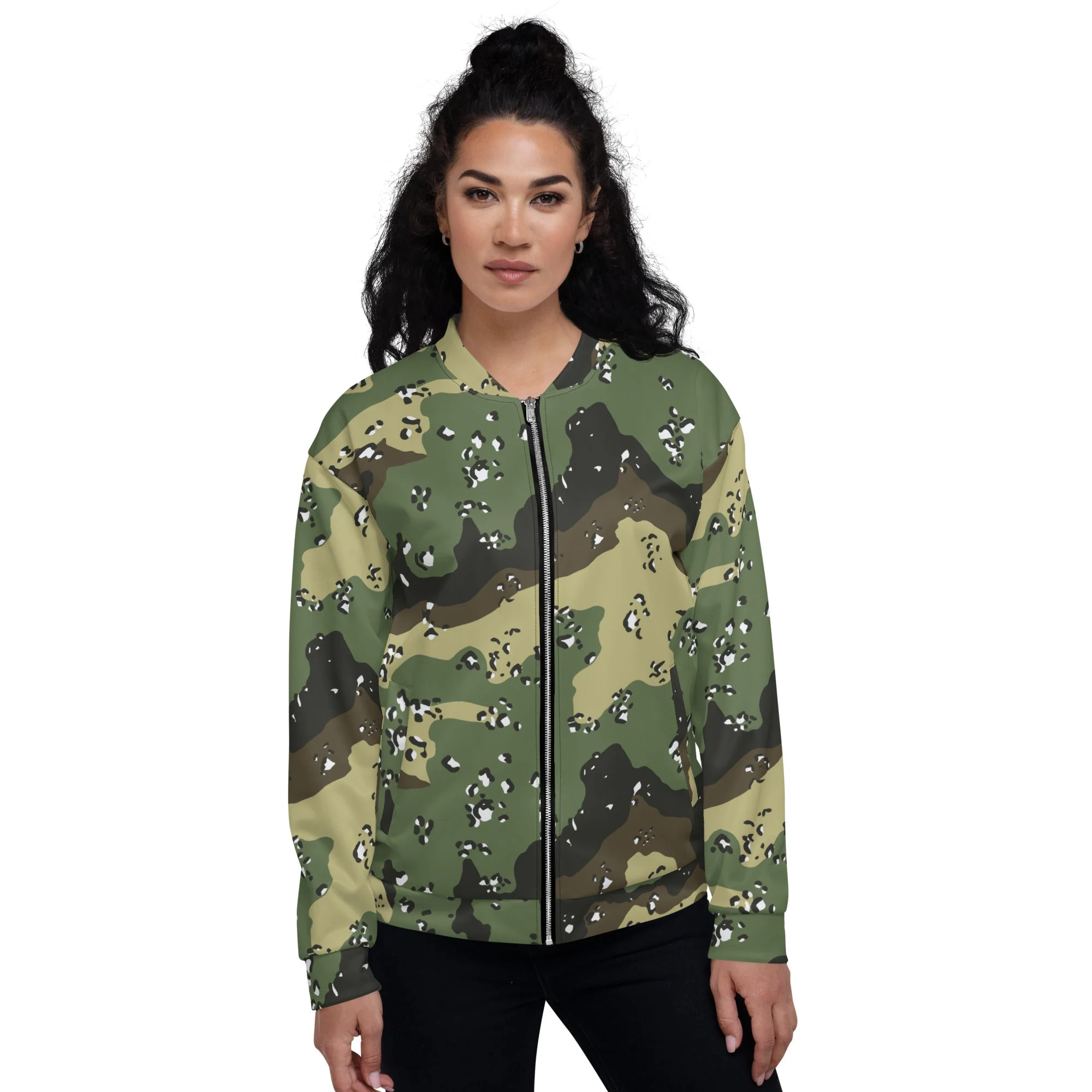 Saudi Arabian Chocolate Chip Marsh CAMO Unisex Bomber Jacket - Image 4