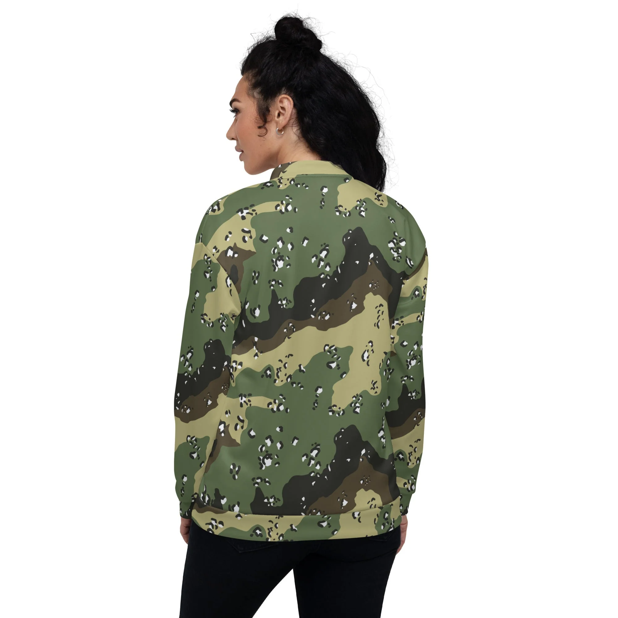 Saudi Arabian Chocolate Chip Marsh CAMO Unisex Bomber Jacket - Image 5