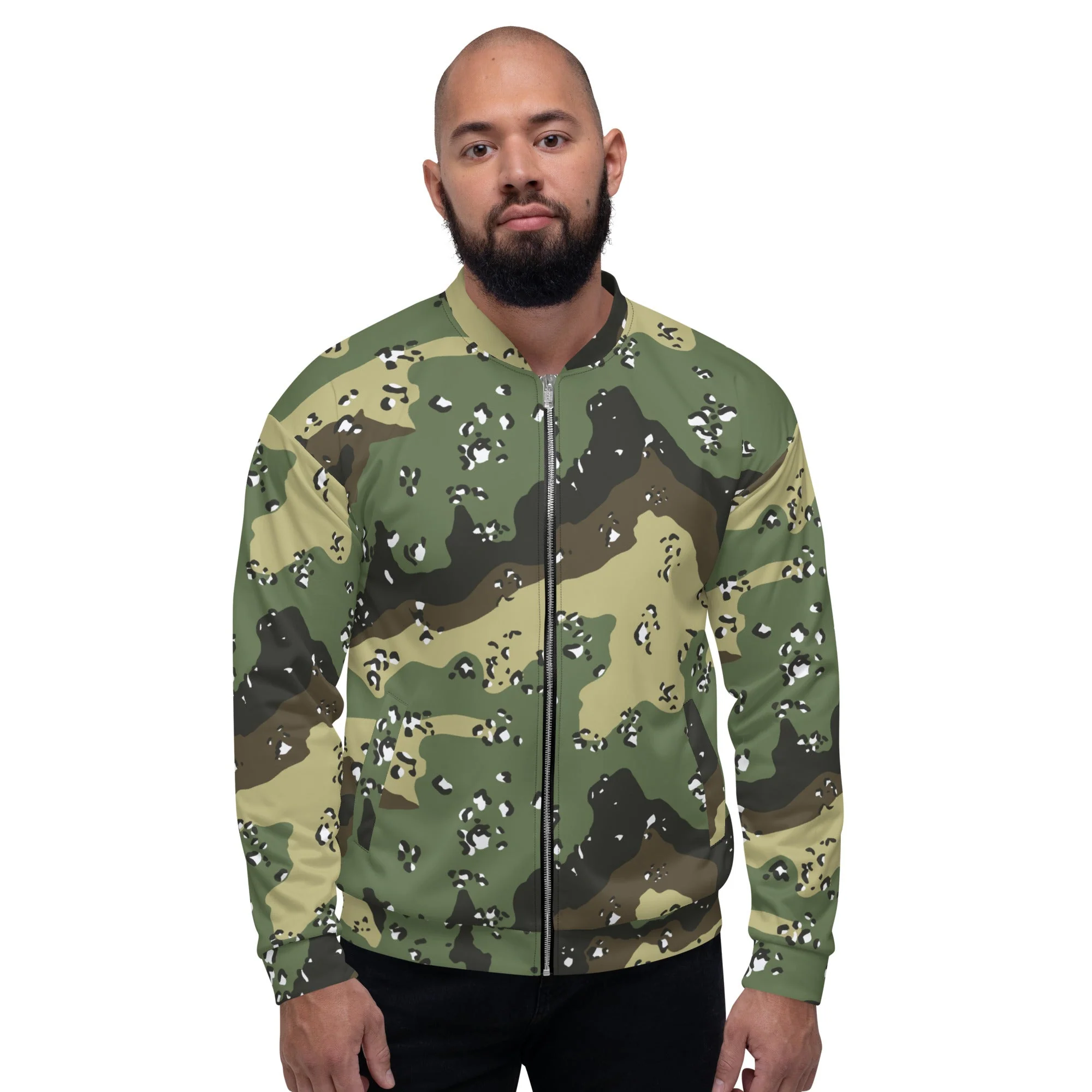 Saudi Arabian Chocolate Chip Marsh CAMO Unisex Bomber Jacket - Image 6