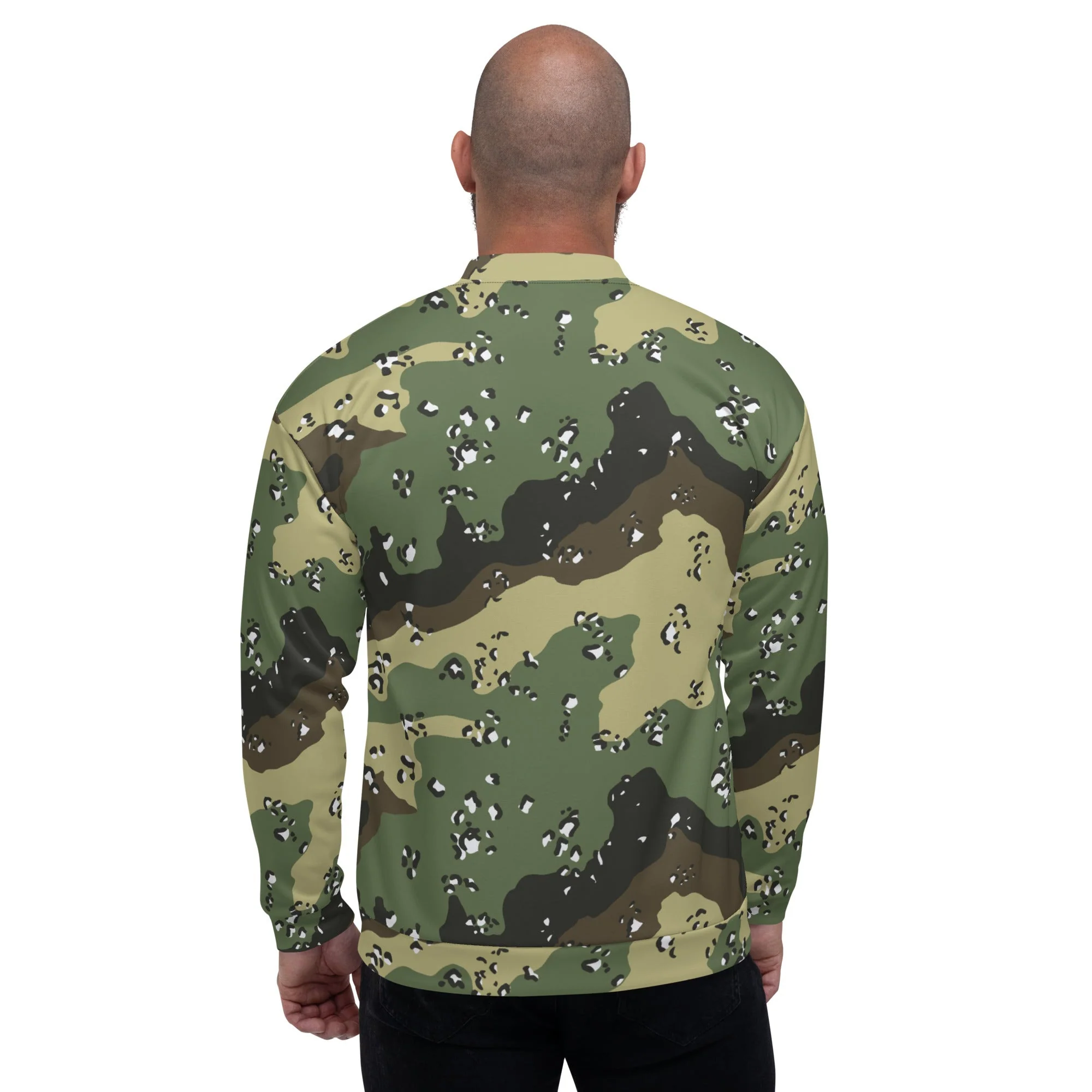 Saudi Arabian Chocolate Chip Marsh CAMO Unisex Bomber Jacket - Image 7