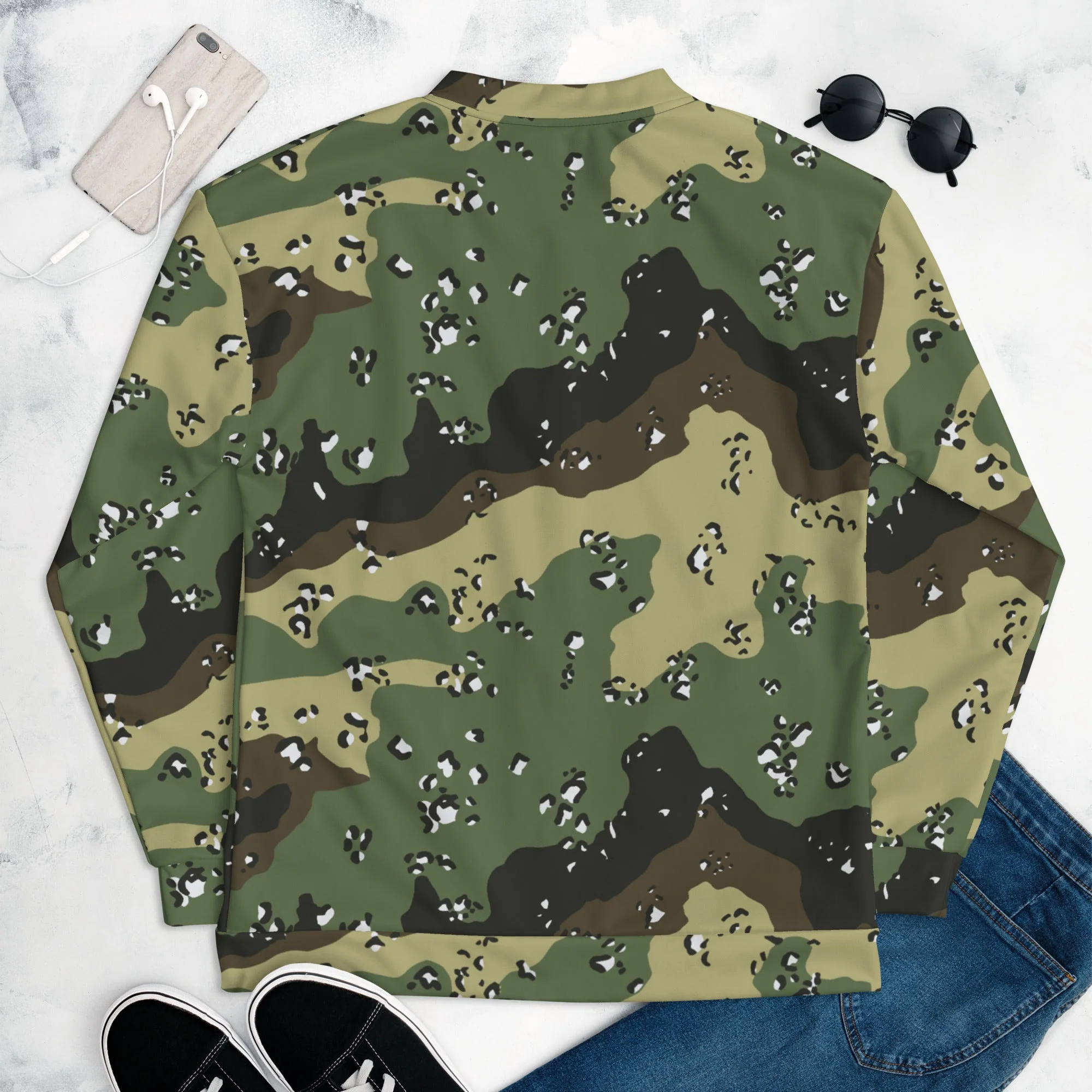 Saudi Arabian Chocolate Chip Marsh CAMO Unisex Bomber Jacket - Image 8