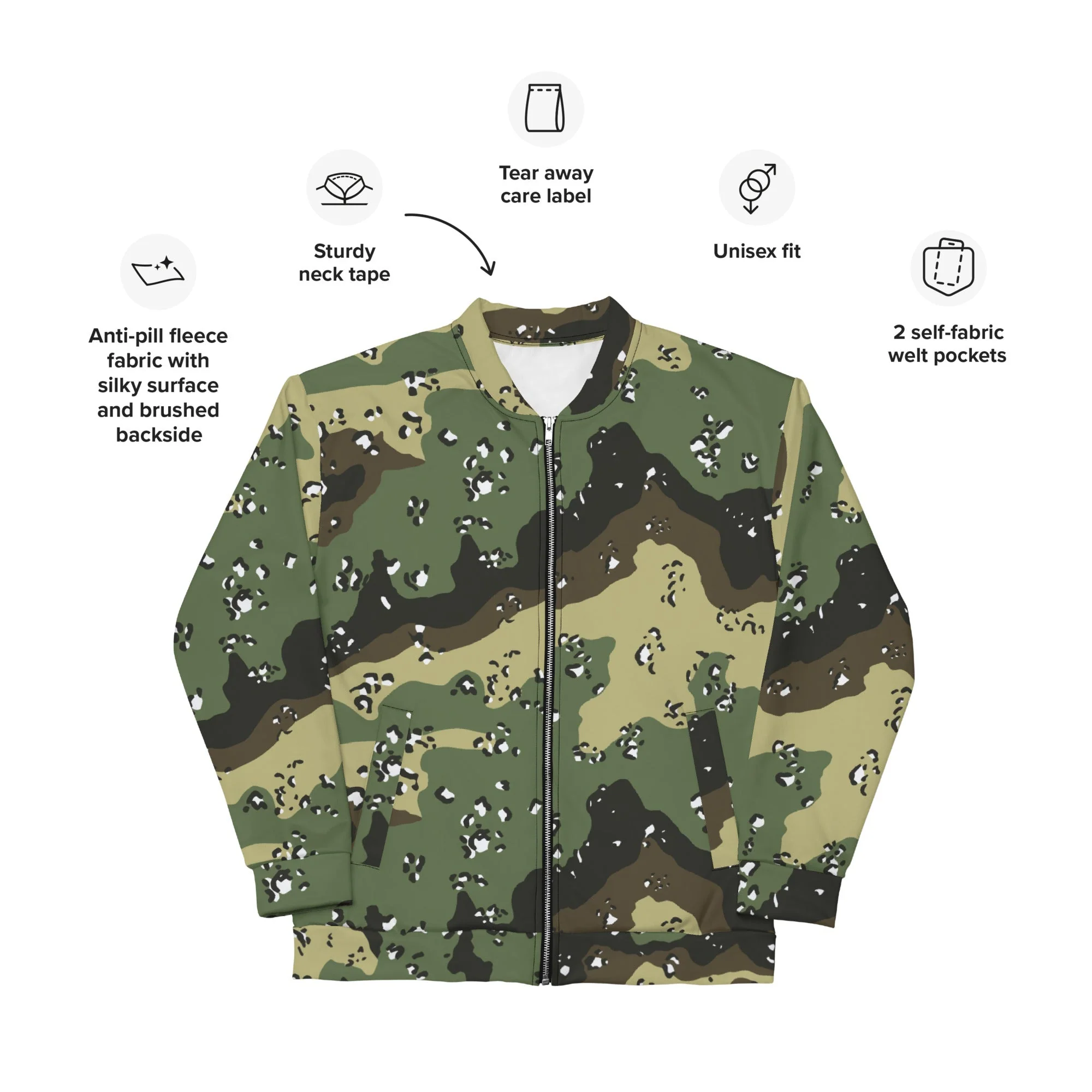Saudi Arabian Chocolate Chip Marsh CAMO Unisex Bomber Jacket - Image 9