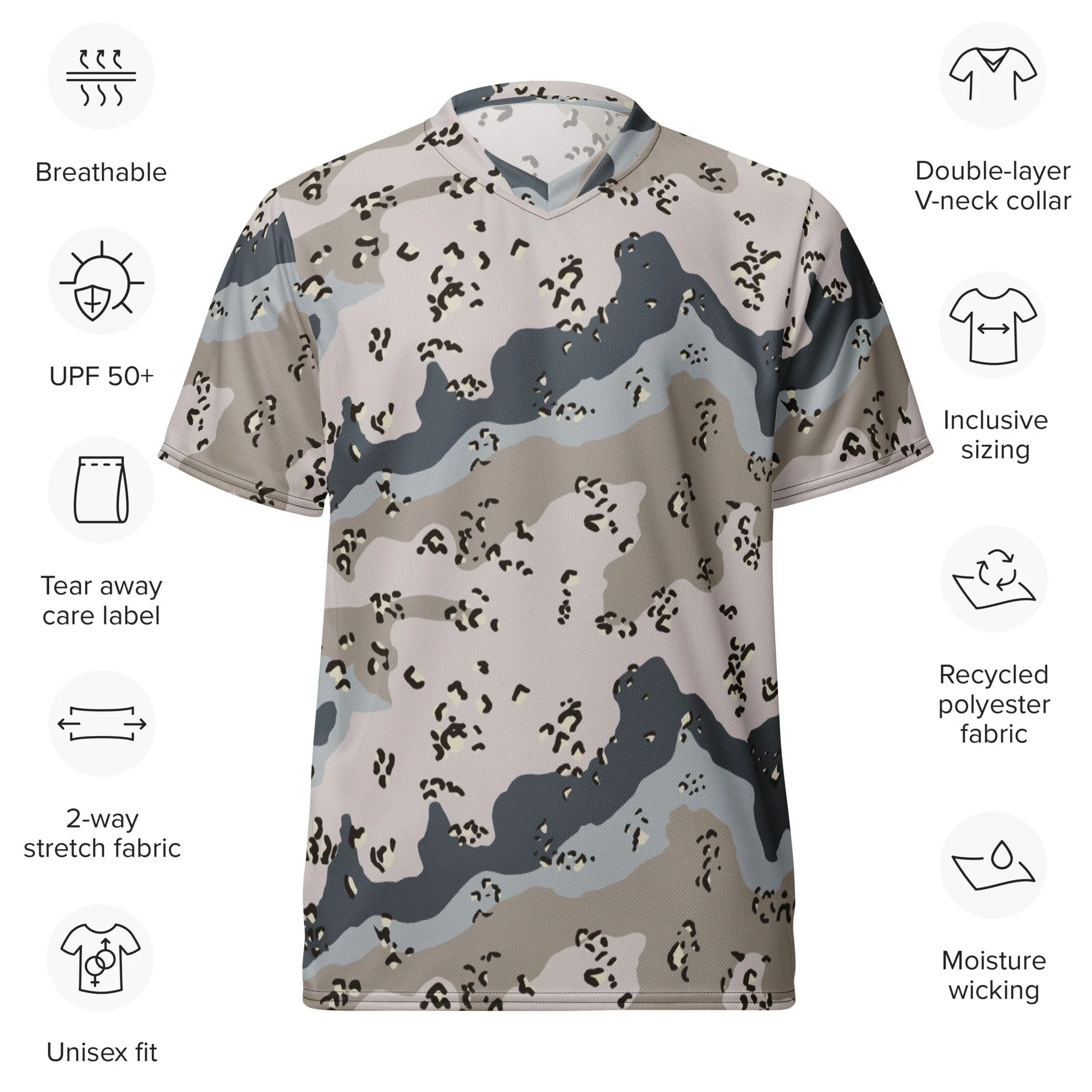 Saudi Arabian Chocolate Chip Desert Border Guard CAMO Unisex Sports Jersey - Image 2