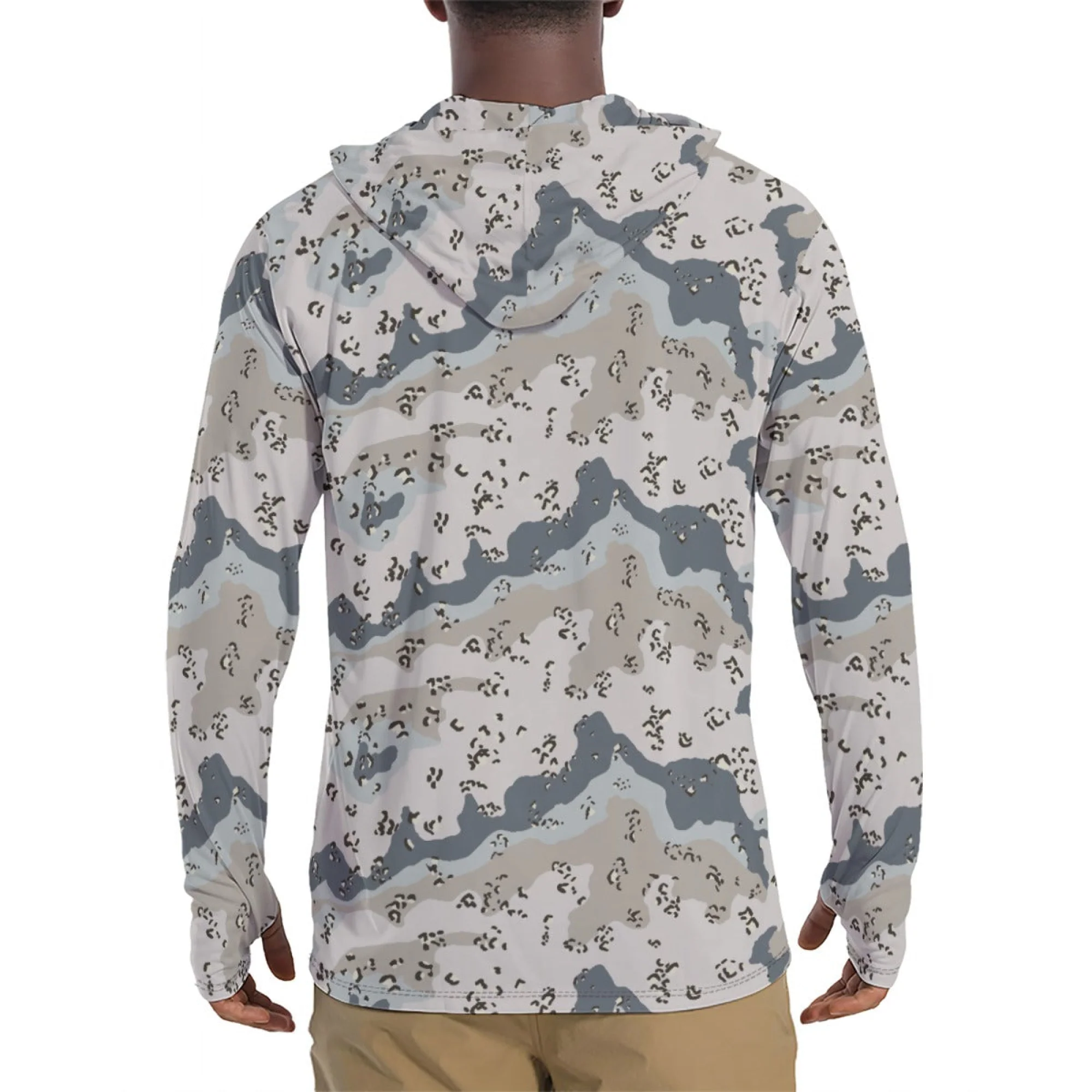 Saudi Chocolate Chip Desert Border Guard CAMO Mens Sunscreen Sports Hoodie With Thumb Holes - Image 2