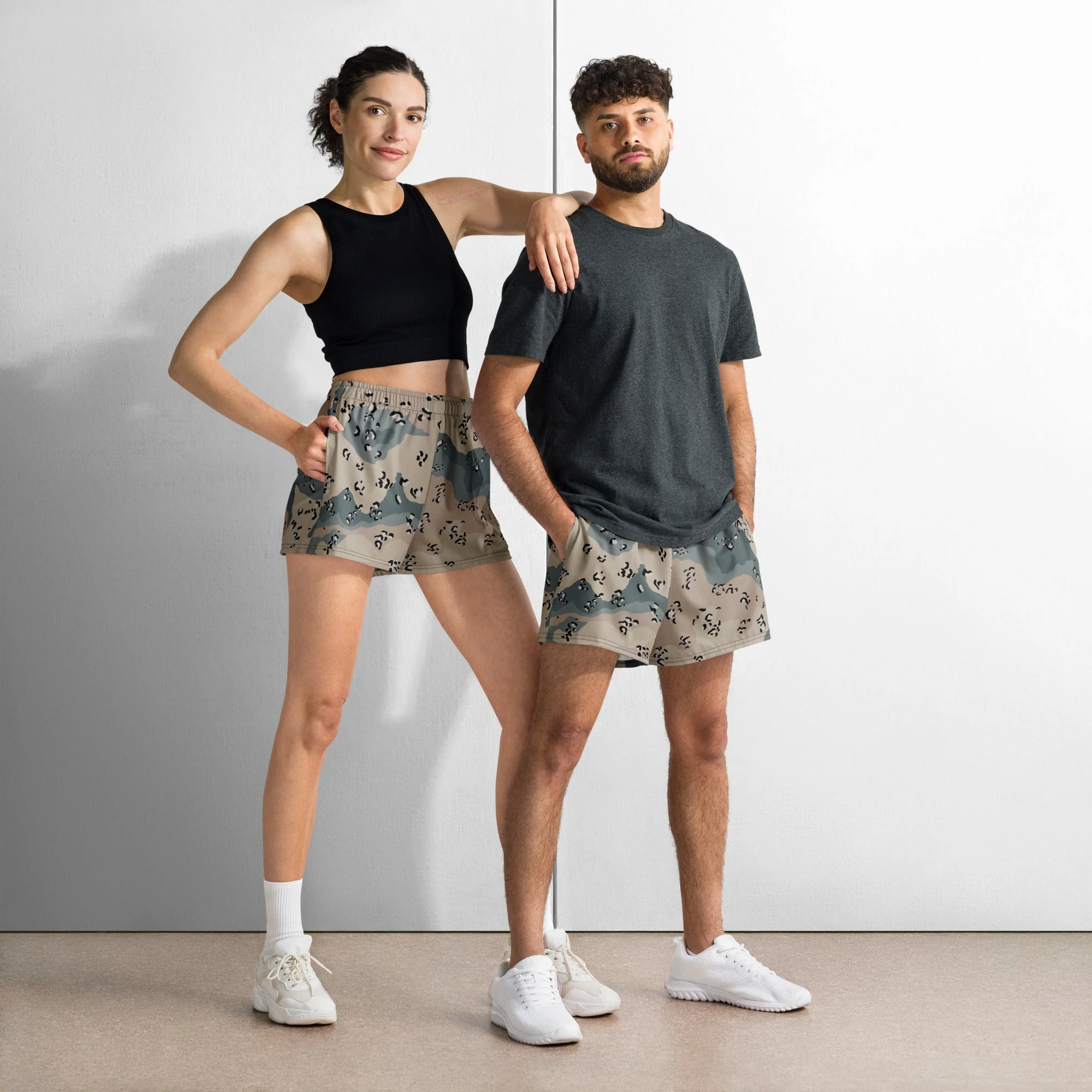 Saudi Arabian Chocolate Chip Marines Desert CAMO Unisex Athletic Shorts - Image 2