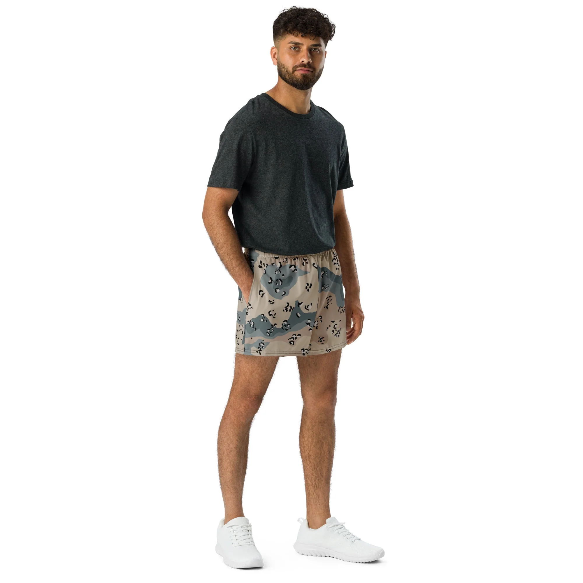 Saudi Arabian Chocolate Chip Marines Desert CAMO Unisex Athletic Shorts - Image 4