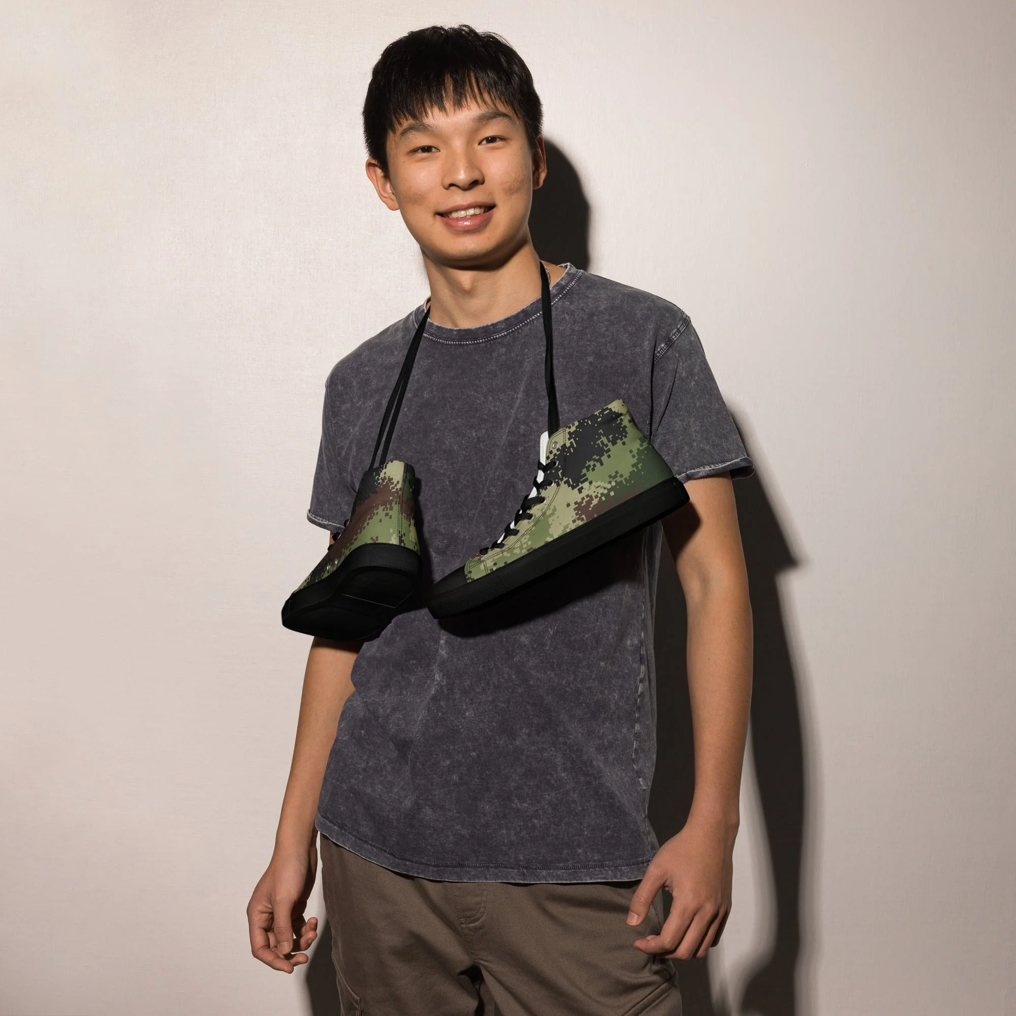 Serbian Digital CAMO Mens High-Top Canvas Shoes - Image 6