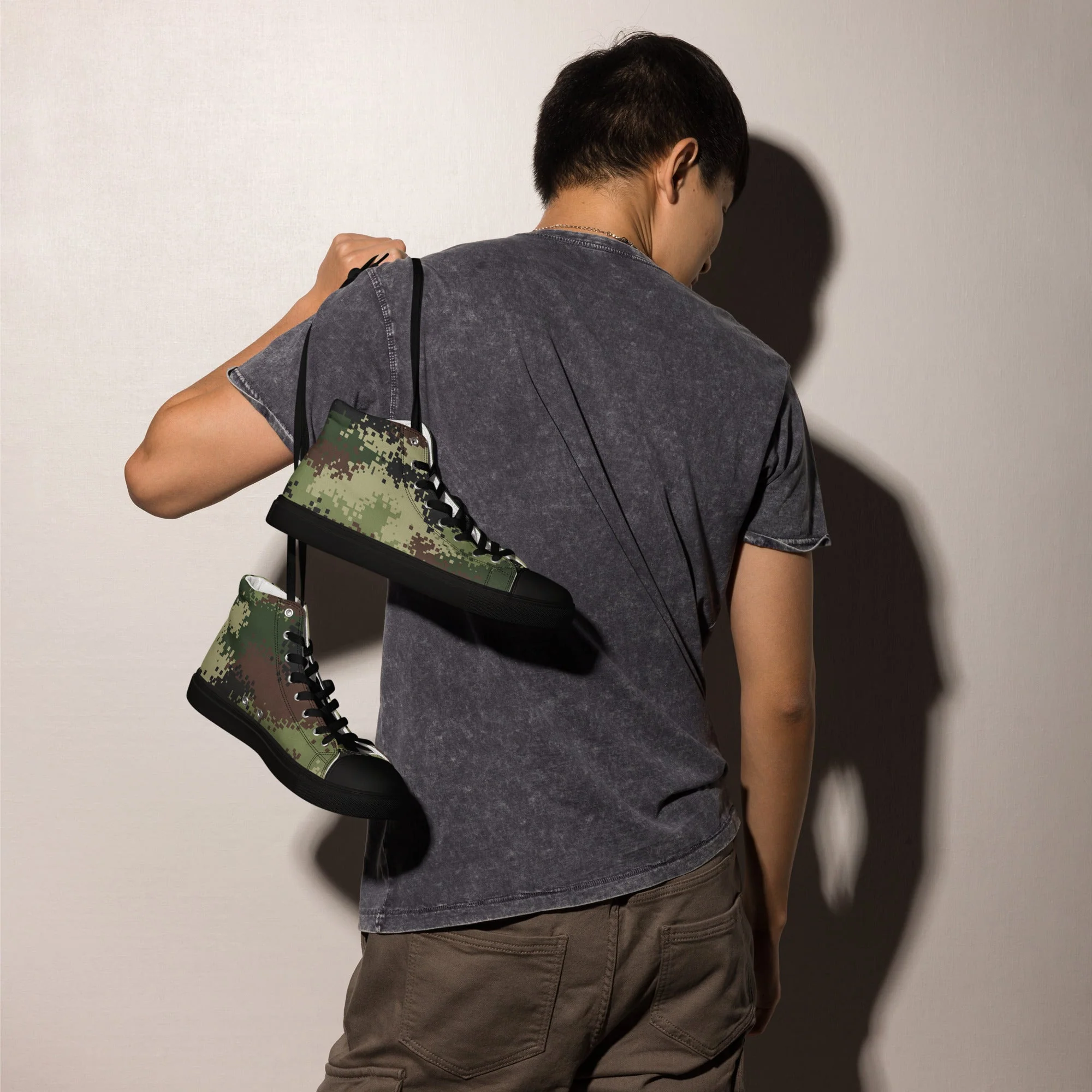 Serbian Digital CAMO Mens High-Top Canvas Shoes - Image 7