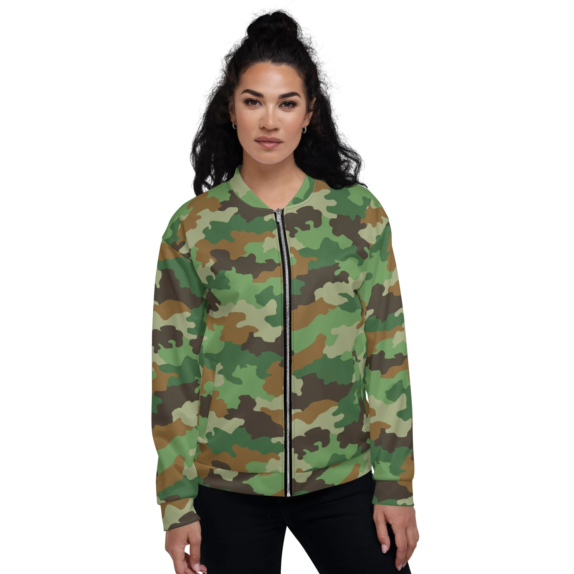 Serbian Oak Leaf Woodland CAMO Unisex Bomber Jacket - Image 4
