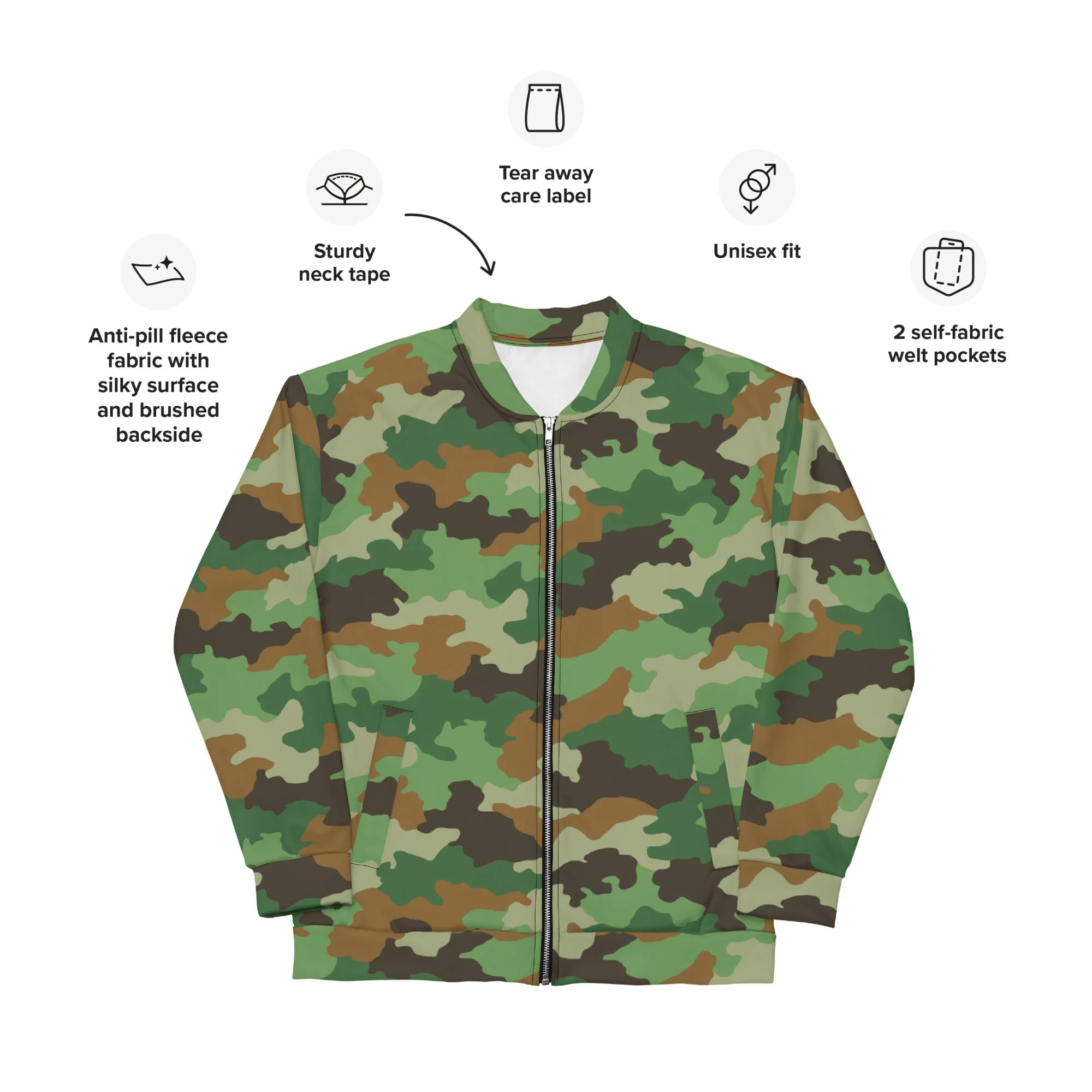 Serbian Oak Leaf Woodland CAMO Unisex Bomber Jacket - Image 9