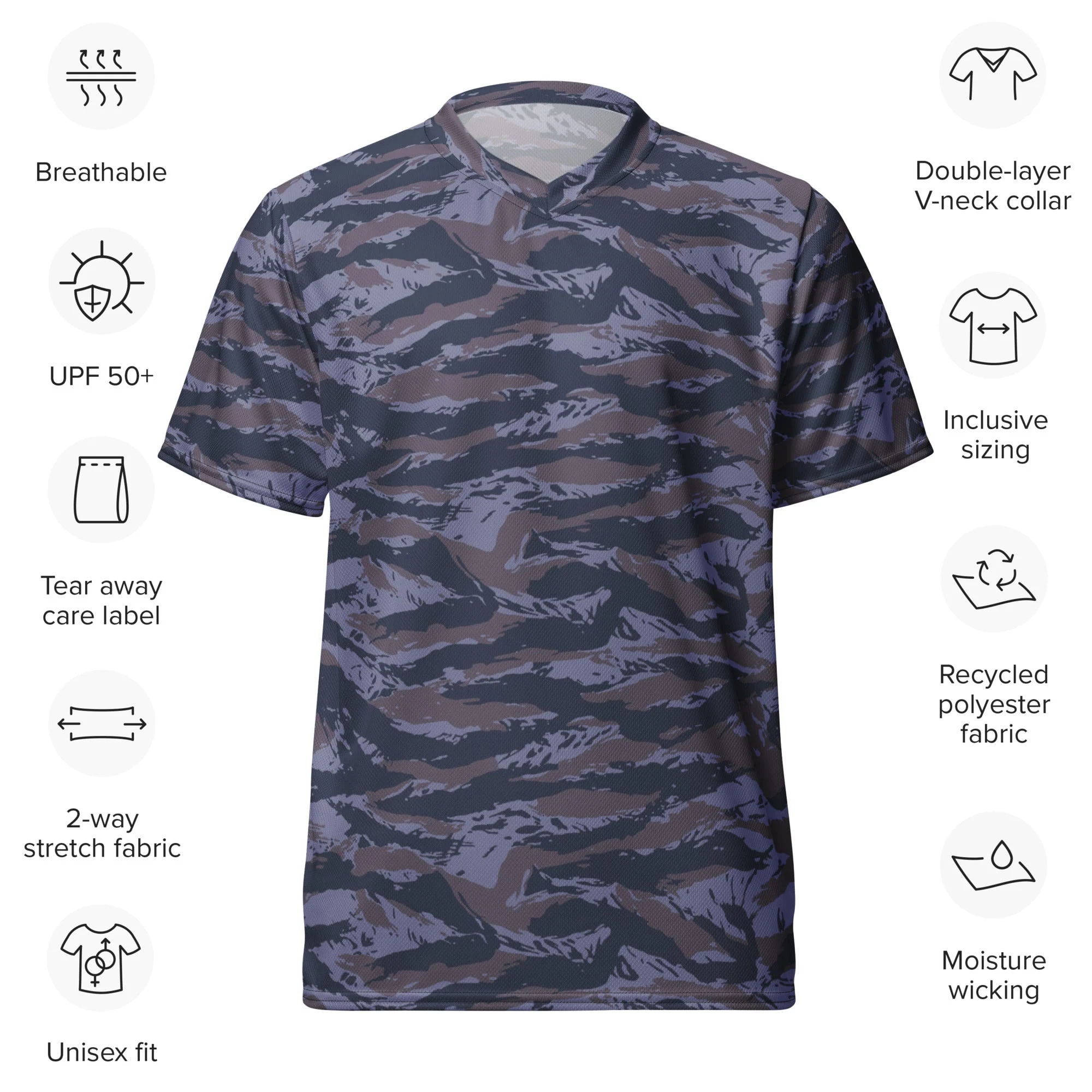 Serbian Tiger Stripe Police CAMO Unisex Sports Jersey - Image 2