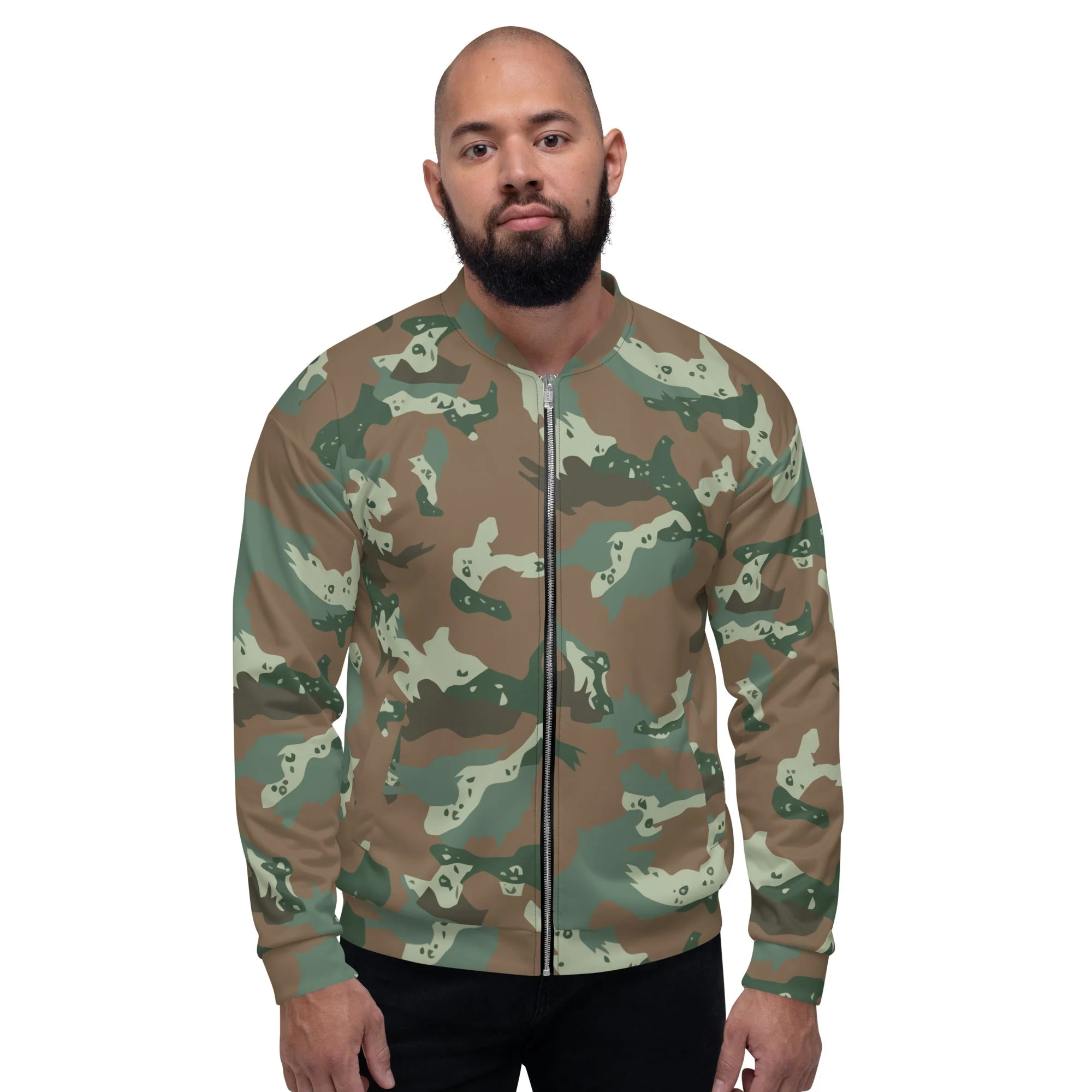 South African Chocolate Chip Soldier 2000 CAMO Unisex Bomber Jacket - Image 6