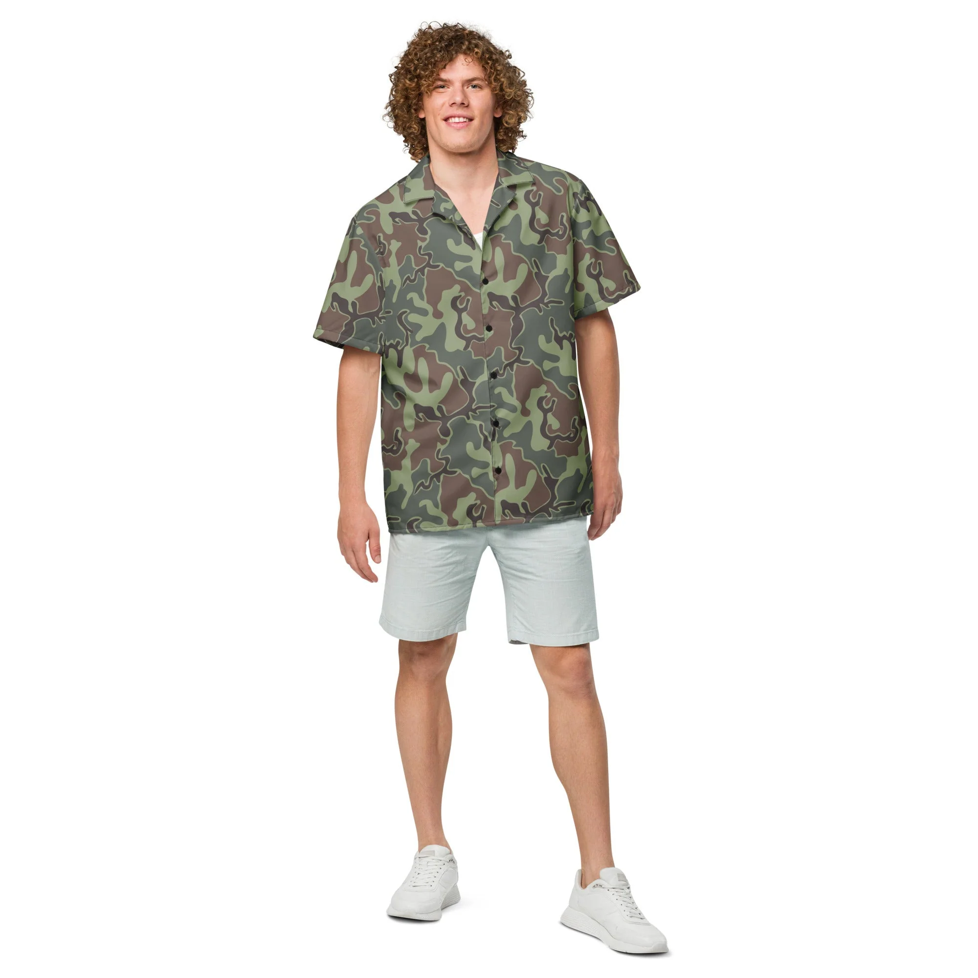 South Korean ROK Puzzle CAMO Unisex Short-Sleeve Button Shirt - Image 4