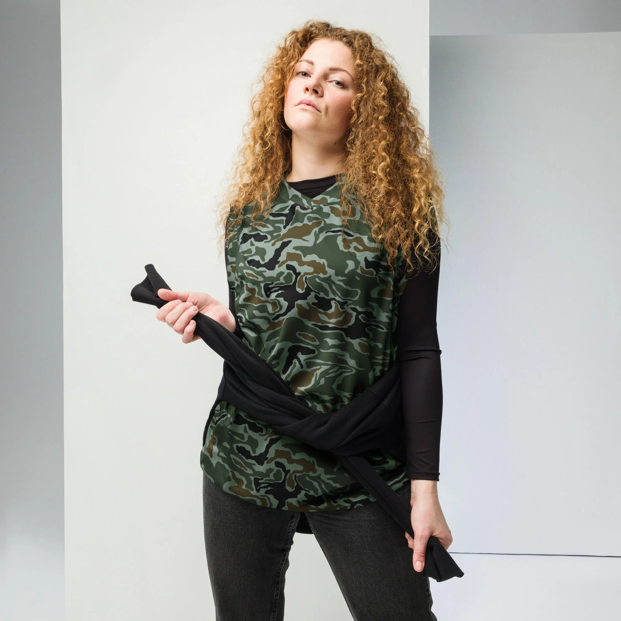 South Korean ROK Noodle Swirl CAMO Unisex Basketball Jersey - Image 2
