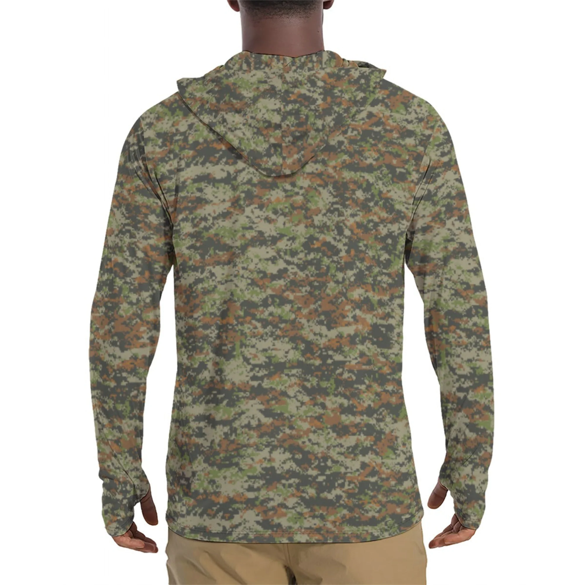 South Vietnamese Sea Wave Tiger Stripe CAMO Mens Sunscreen Sports Hoodie With Thumb Holes - Image 2