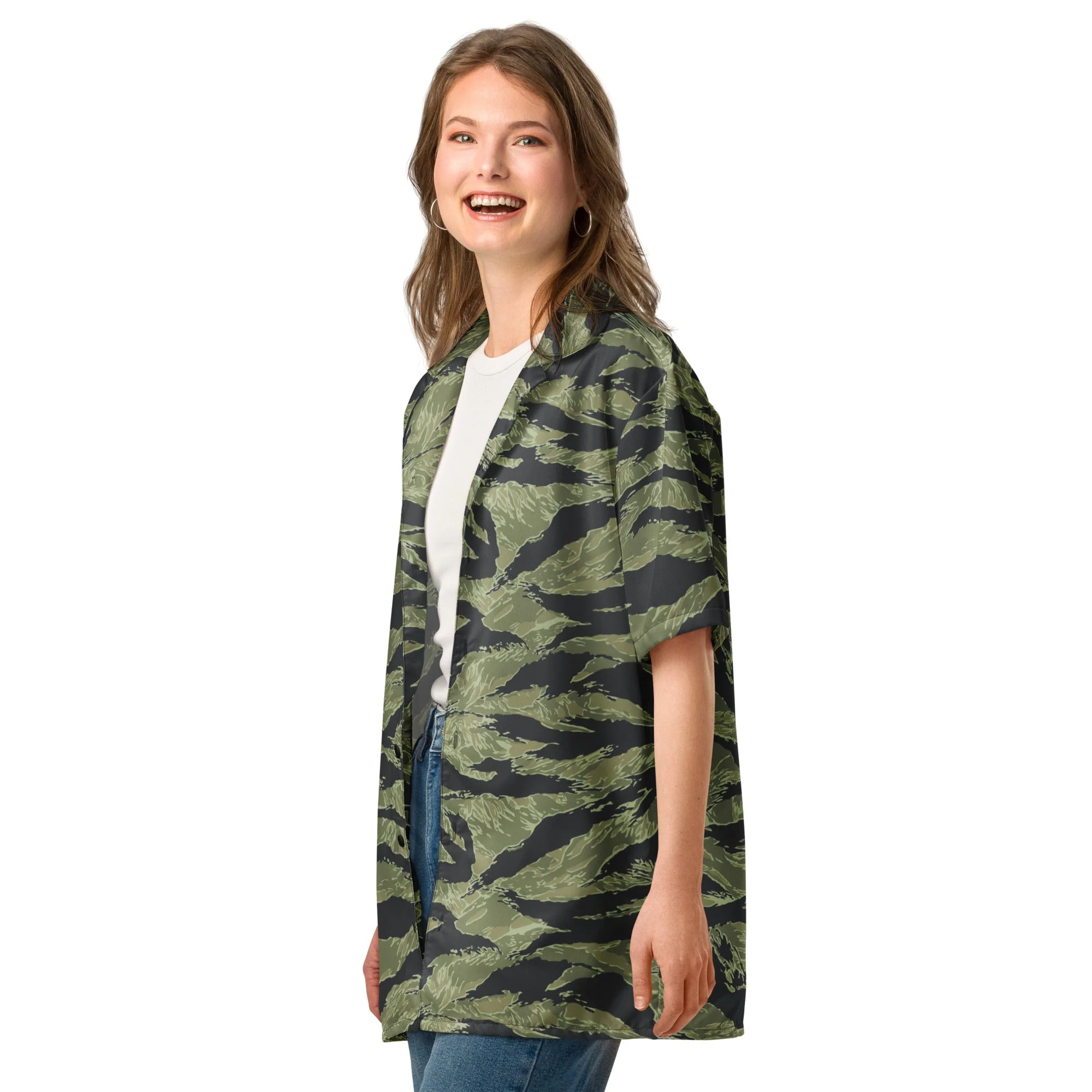 South Vietnamese Sea Wave Tiger Stripe CAMO Unisex Unisex Short-Sleeve Button Shirt - Image 15