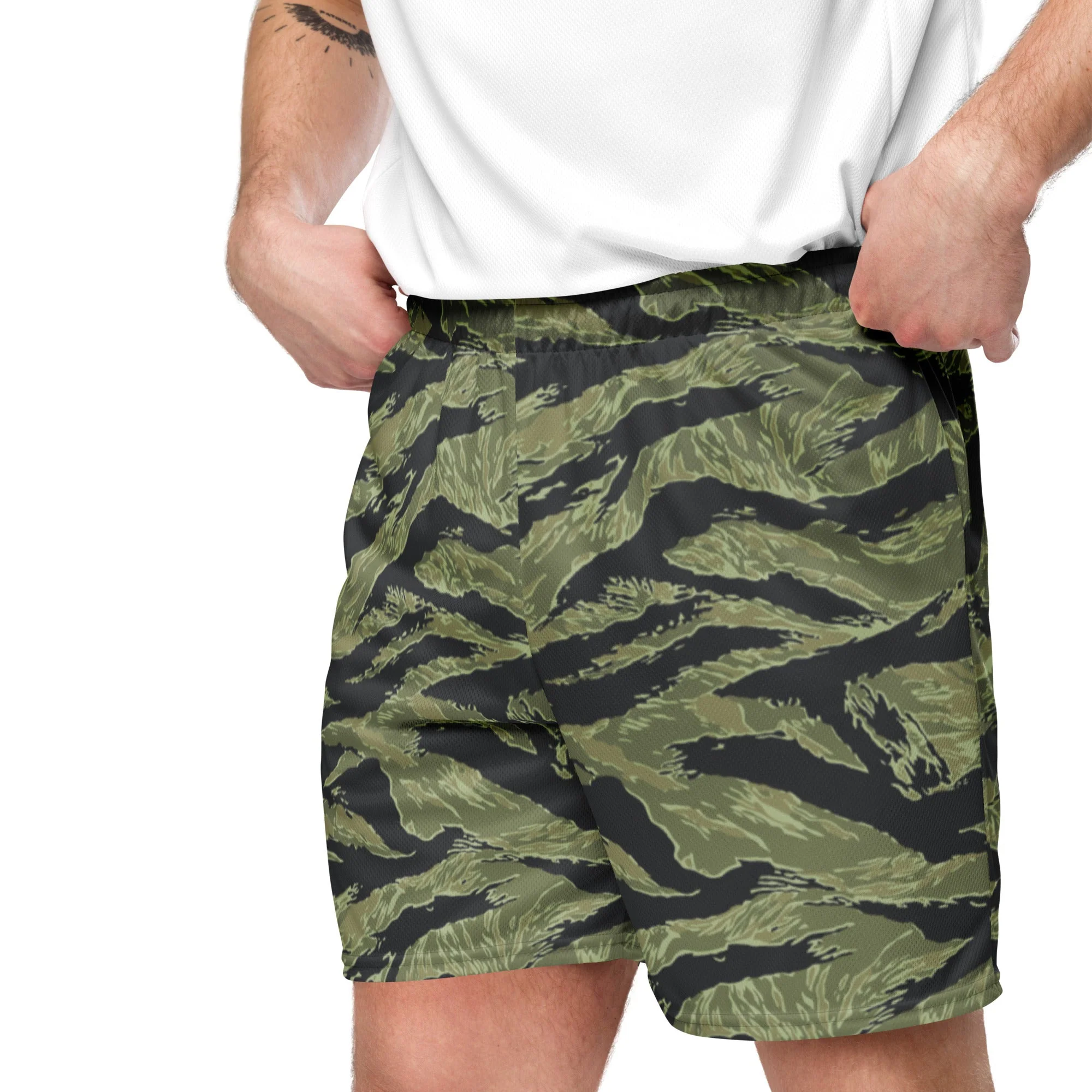 South Vietnamese Sea Wave Tiger Stripe CAMO Unisex Mesh Shorts - Image 2