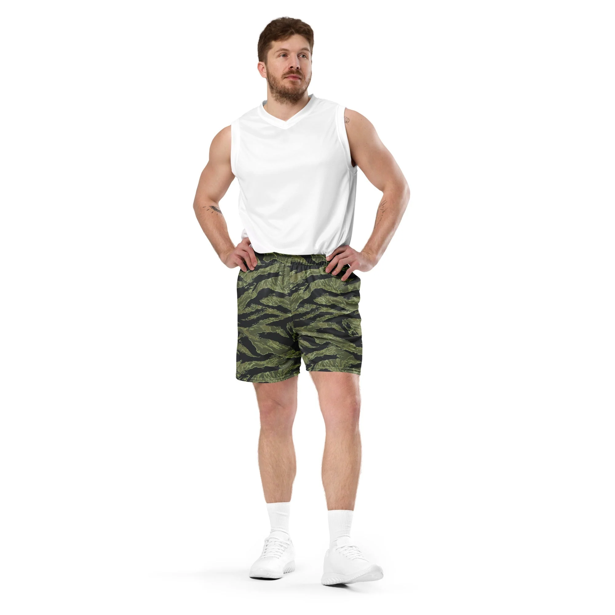 South Vietnamese Sea Wave Tiger Stripe CAMO Unisex Mesh Shorts - Image 8
